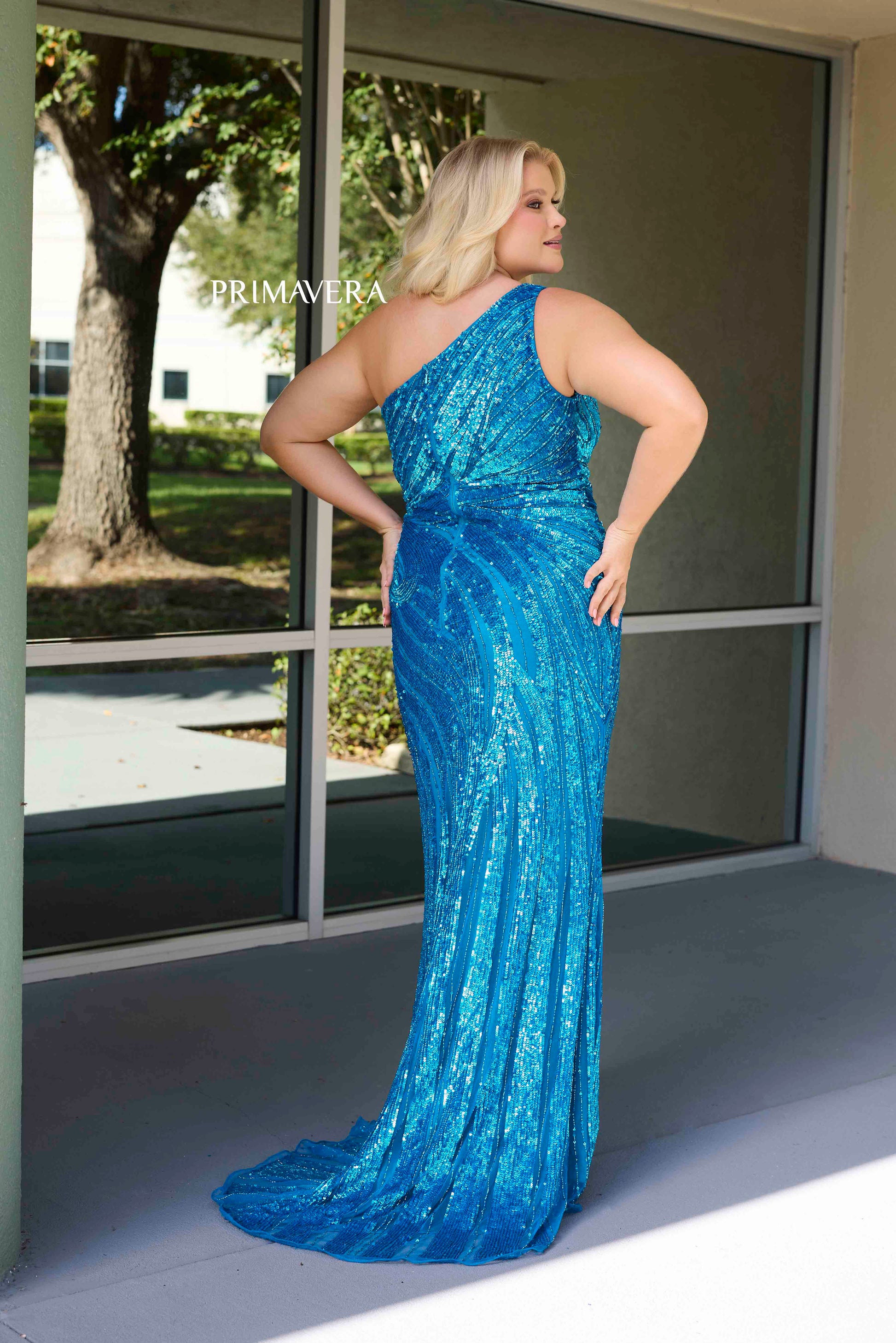 peacock prom dress plus size Primavera Couture 14005 Size 22 Peacock Long Beaded Sequin Fitted Plus Size Prom Dress Formal Gown