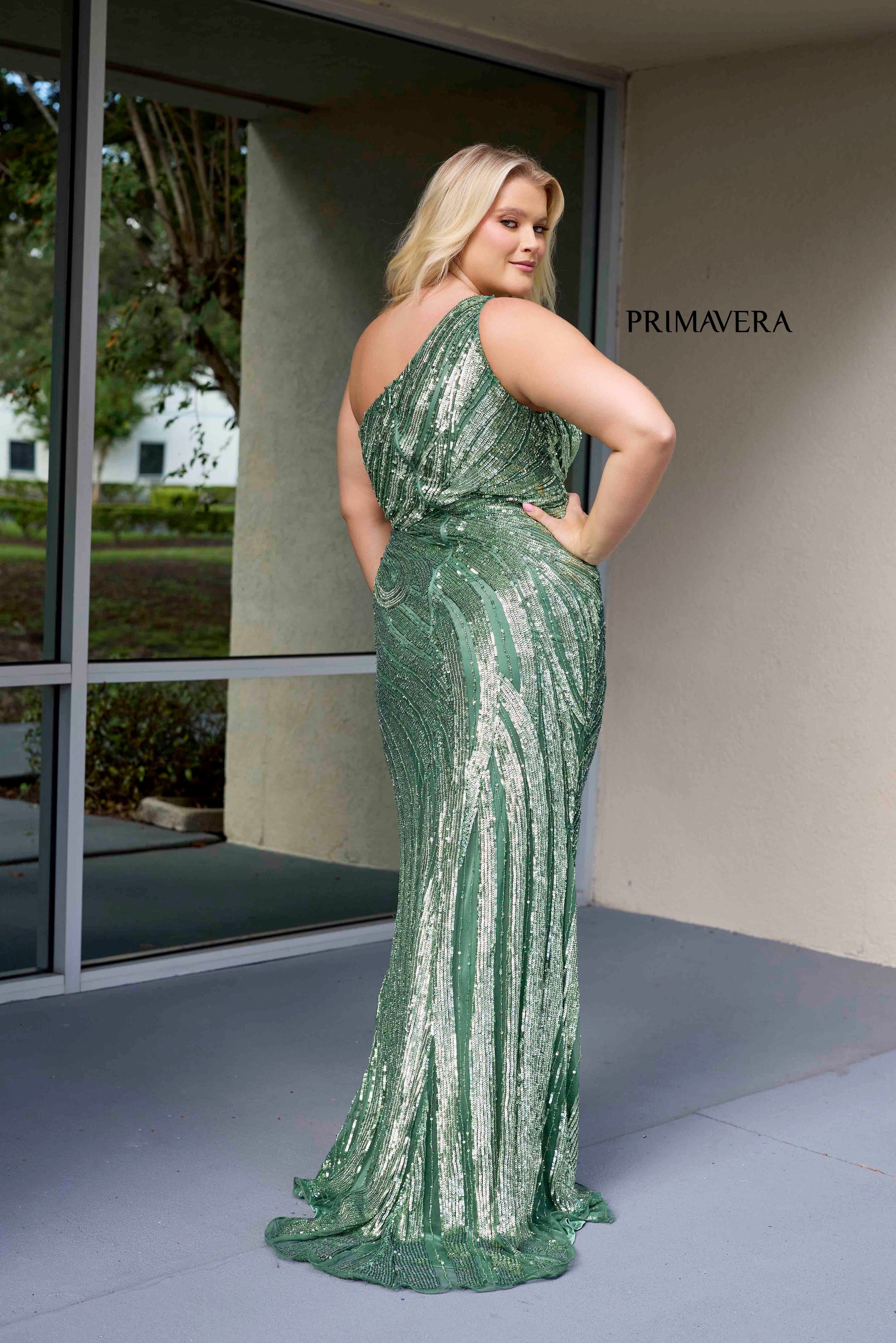 Primavera Couture 14075 Plus Size Sequin Prom Dress One Shoulder Forma Glass Slipper Formals Primavera Couture 14075 Plus Size Sequin Prom Dress One Shoulder Forma Glass Slipper Formals