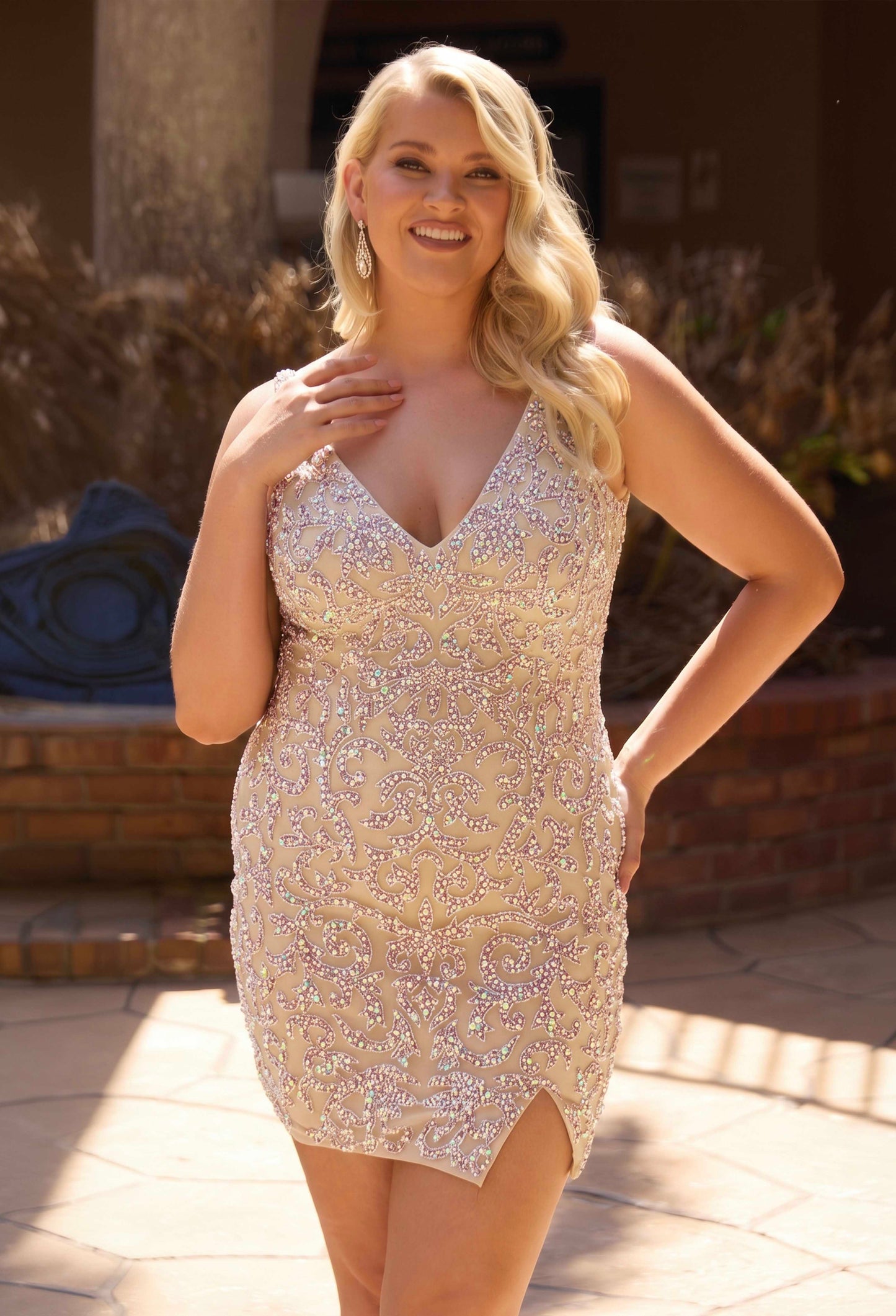 Primavera Couture 14117 Beaded Homecoming Dress Plus