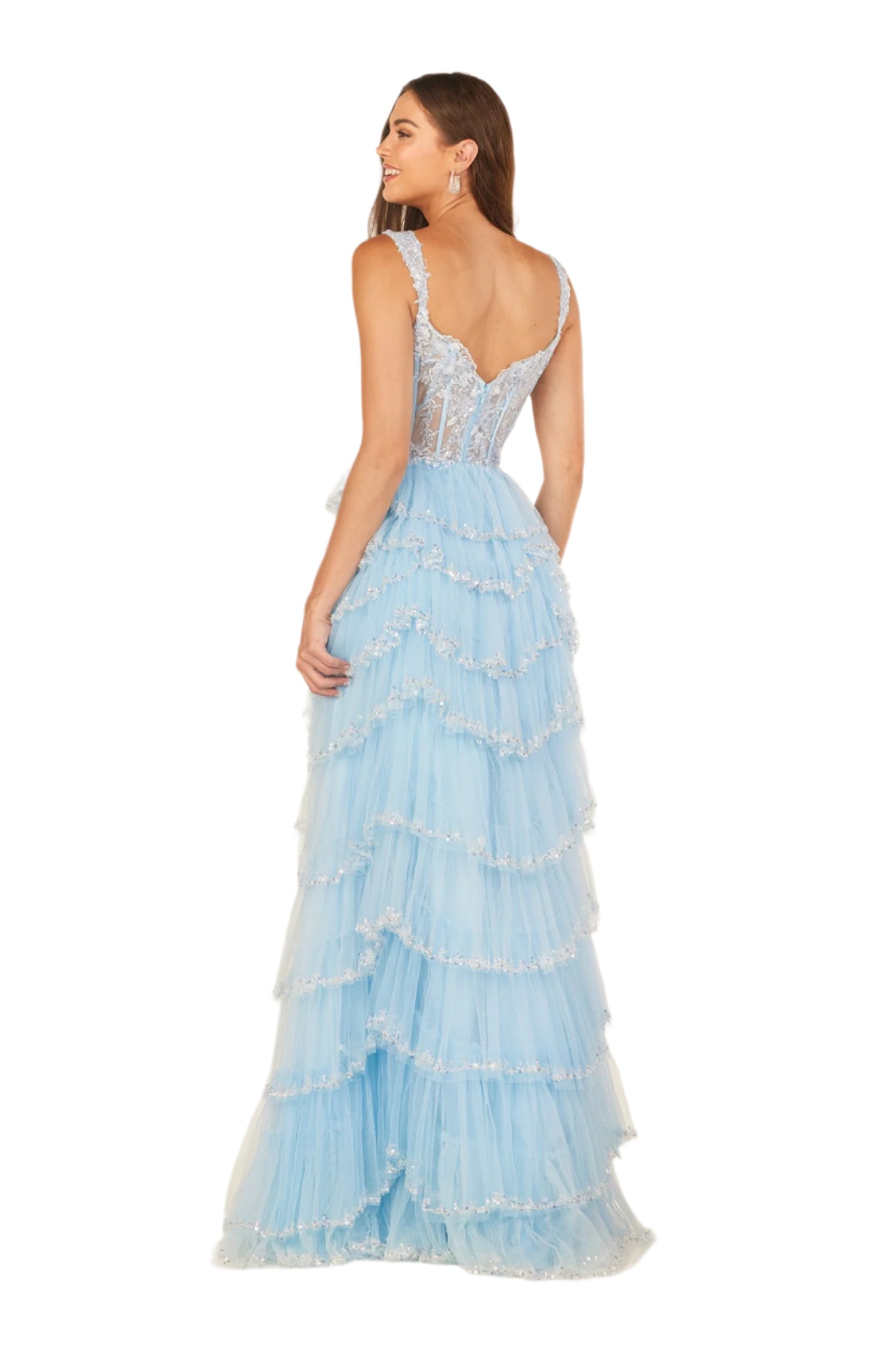 Off Shoulder Tiered A-Line Slit Gown by Lucci Lu 1432 | Lucci Lu 1432 Dress 14 / Sage Off Shoulder Tiered A-Line Slit Gown by Lucci Lu 1432 | Lucci Lu 1432 Dress 14 / Sage