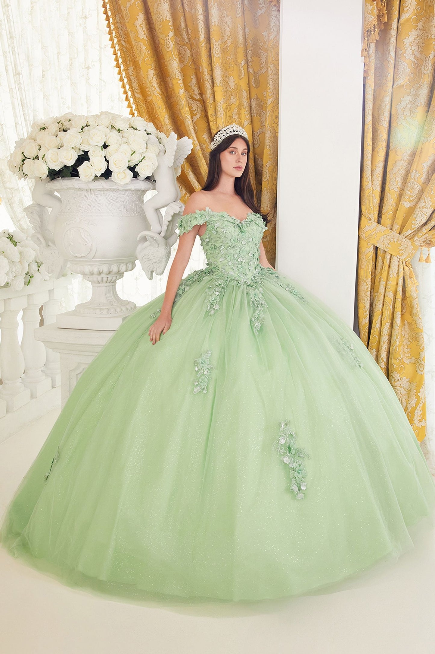 Ladivine 15710 Off-Shoulder Green Quinceanera Dress Greenery / Medium Ladivine 15710 Off-Shoulder Green Quinceanera Dress Greenery / Medium