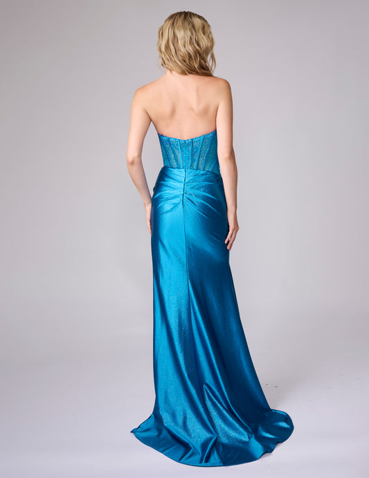 Nina Canacci 1605 Size 2,6 TEAL Crystal Corset Prom Dress