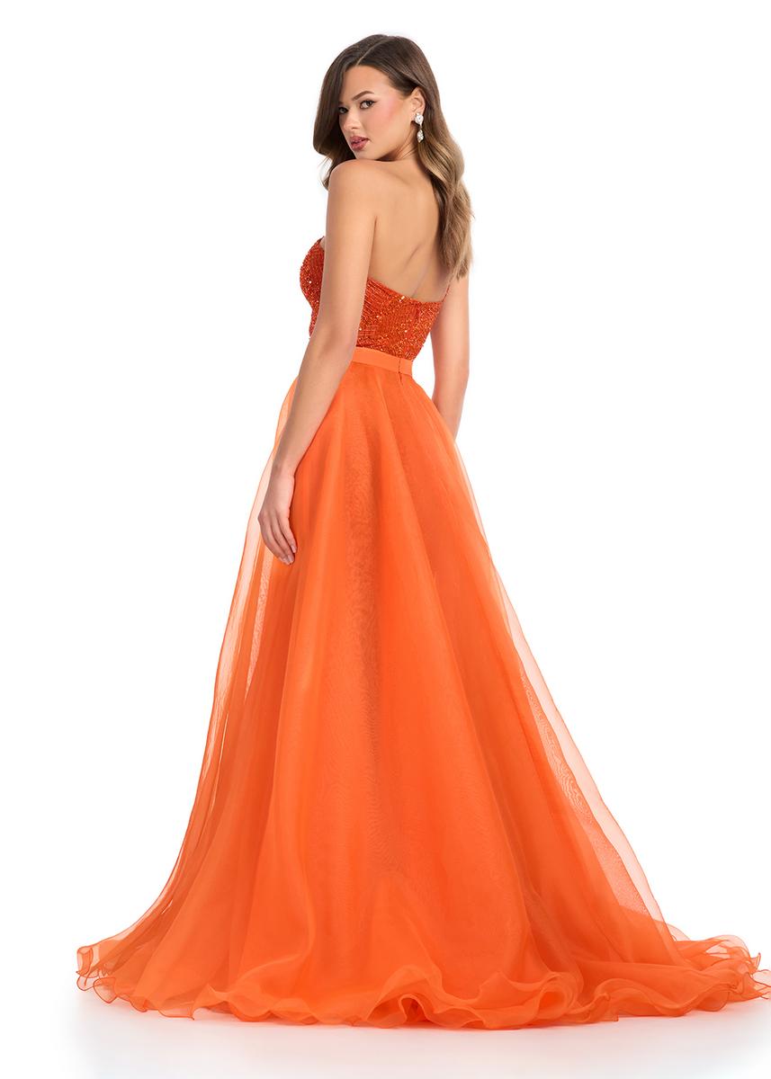 Ashley Lauren 1740  Long Organza Pageant Overskirt Wire Hem Layered Train Detachable