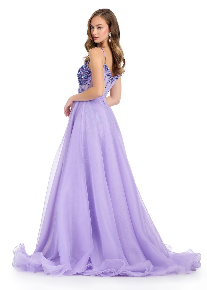 Ashley Lauren 1740  Long Organza Pageant Overskirt Wire Hem Layered Train Detachable
