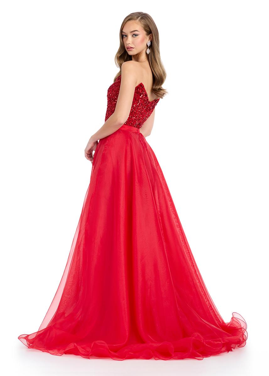 Ashley Lauren 1740  Long Organza Pageant Overskirt Wire Hem Layered Train Detachable