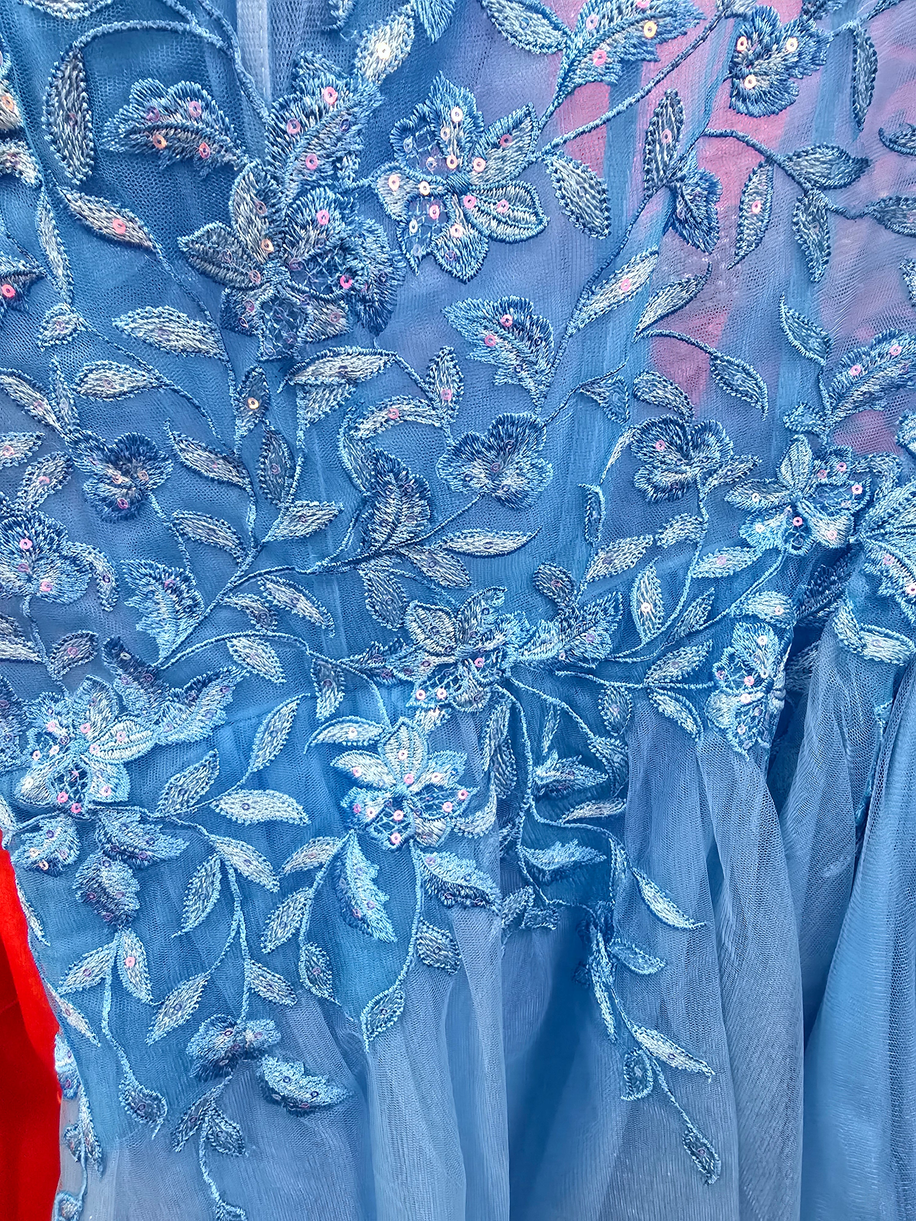 Abby Rose 3405 size 26 Blue Plus Size Sheer Lace Short Homecoming