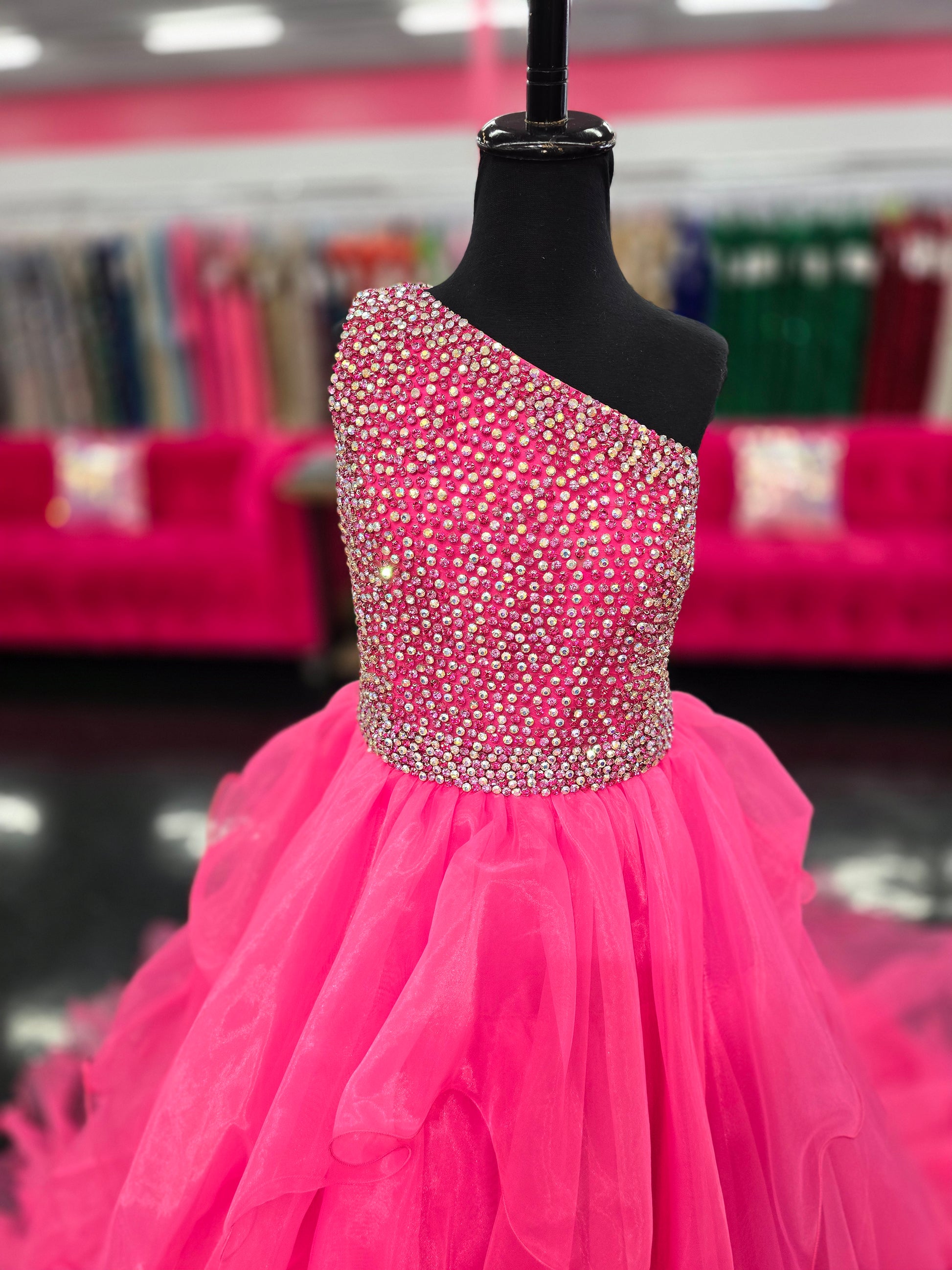 Samantha Blake 1025 Girls Long Pageant Dress Ruffle Layers One Shoulde Glass Slipper Formals Samantha Blake 1025 Girls Long Pageant Dress Ruffle Layers One Shoulde Glass Slipper Formals