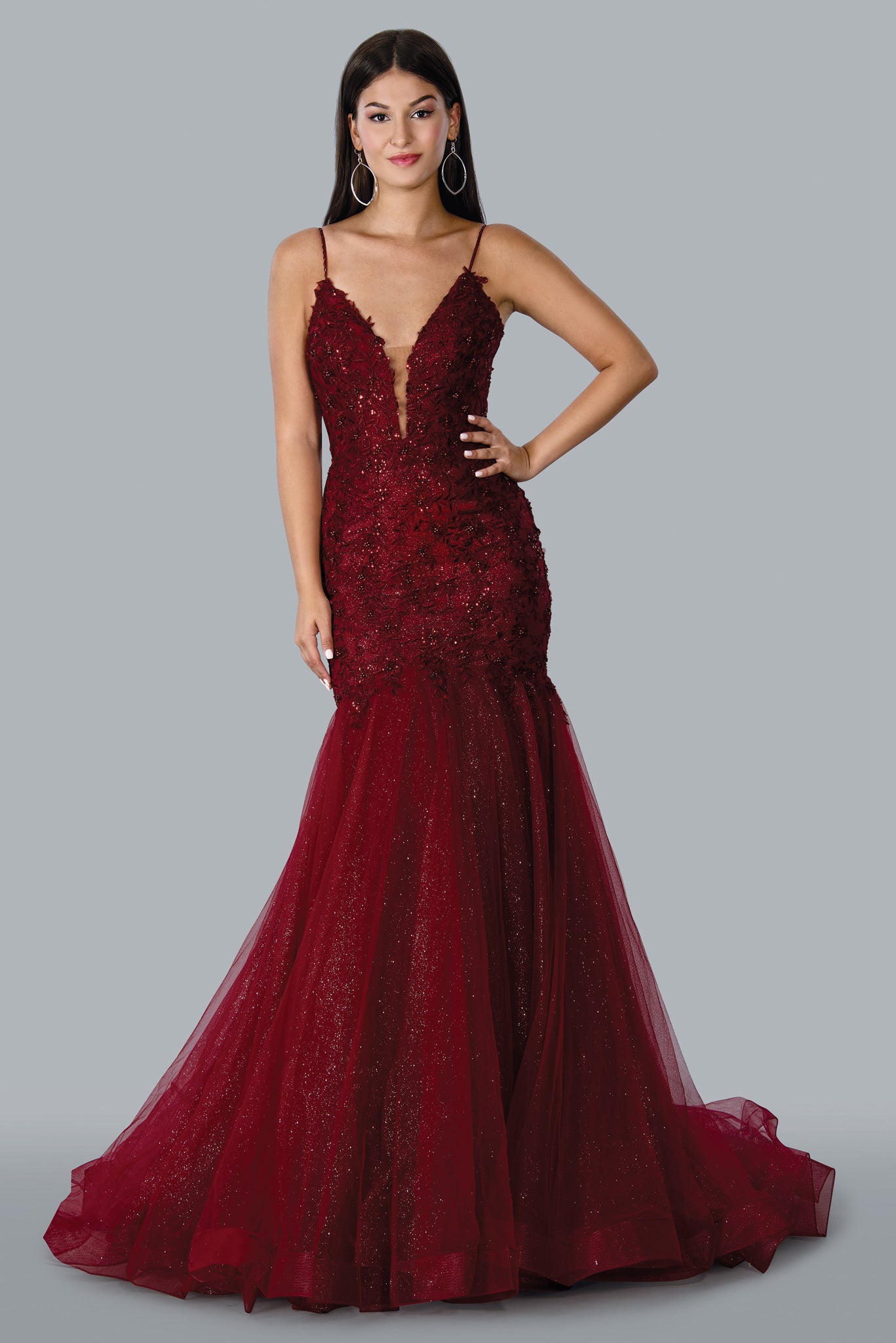 Stella Couture 22043 Long Shimmer Mermaid Prom Dress Pageant Gown Wedding Dress Bridal Gown Shimmer tulle mermaid skirt with lace bodice  Available Size: 4-20  Available Color: Navy, Purple, Black, Burgundy