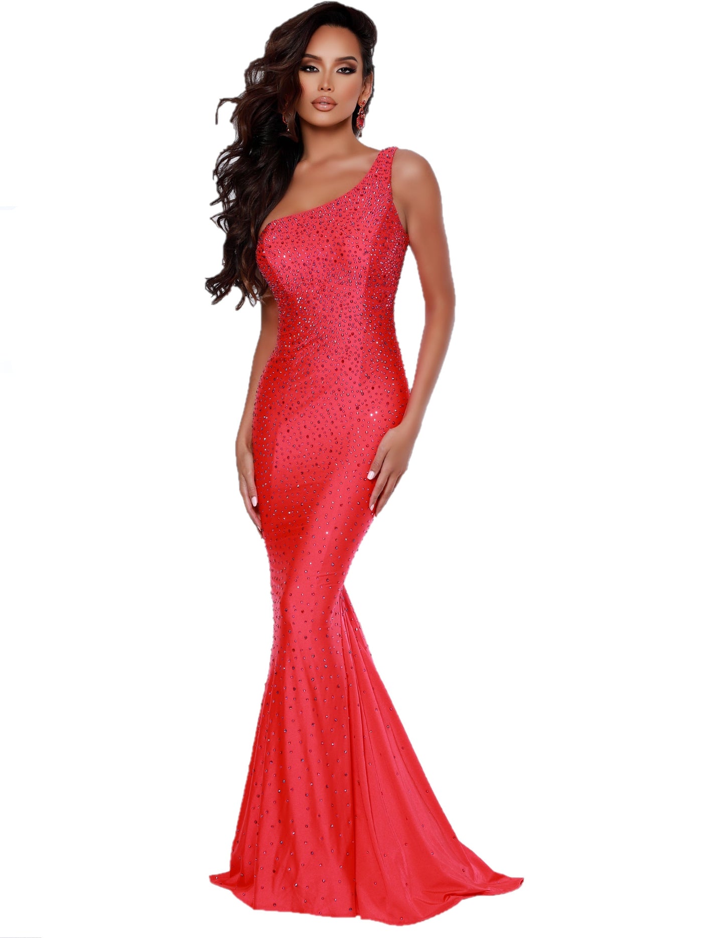 Johnathan Kayne 2318 Size 00,6 Taffy Pink Prom Dress One Shoulder Embellished Long Train Pageant Dress