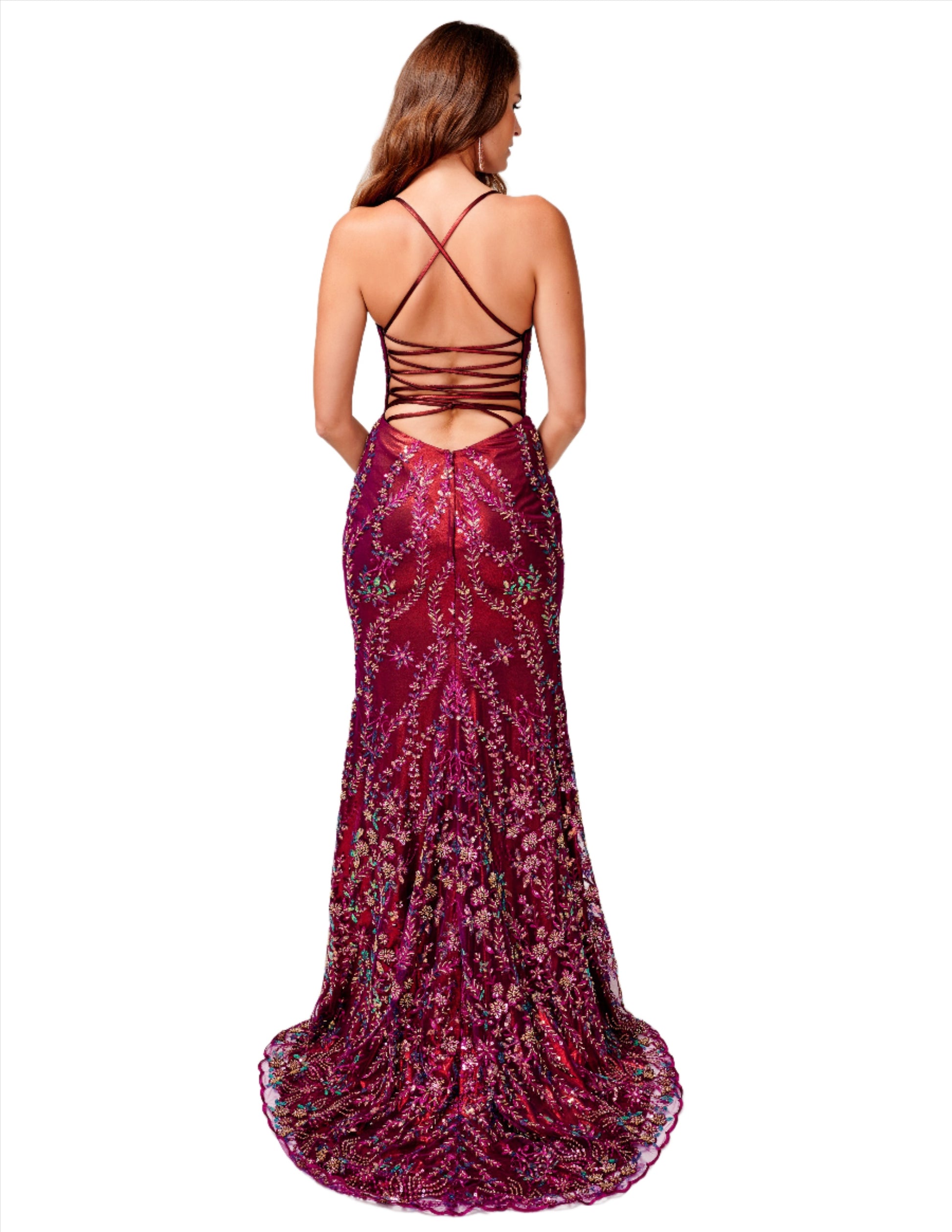 Nina Canacci 2380 Size 10 Maroon Prom Dress Metallic Backless Corset Nina Canacci 2380 Size 10 Maroon Prom Dress Metallic Backless Corset