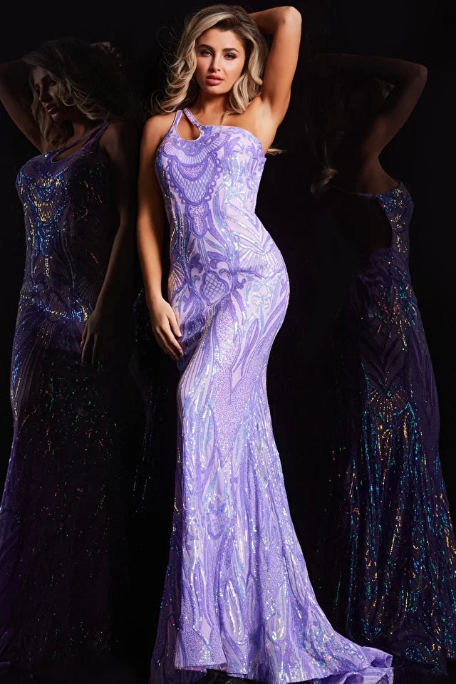 Behold the epitome of elegance, the Jovani 23852 prom dress, a vision of radiant allure and timeless beauty. This exquisite gown is meticulously designed to ensure you are the belle of the ball, captivating all with its grace and shimmer. The 23852 dress features an intricate sequin pattern that adorns the entire gown. The sequins create a mesmerizing display, shimmering in the light like a starlit night, making you the center of attention wherever you go.