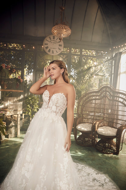 Elevate your bridal look with the Casablanca Bridal 2481 Convertible Lace Wedding Dress. This elegant design boasts a mermaid silhouette, A-line ball gown, and strapless neckline for a truly sophisticated and exclusive feel. The luxurious lace fabric adds a touch of romance, making you feel like a true masterpiece on your special day. Utterly feminine and beautifully tailored, Style 2481 Jolie by Casablanca Bridal is a timeless choice. This fit and flare silhouette is reimagined in Chantilly lace over perfe
