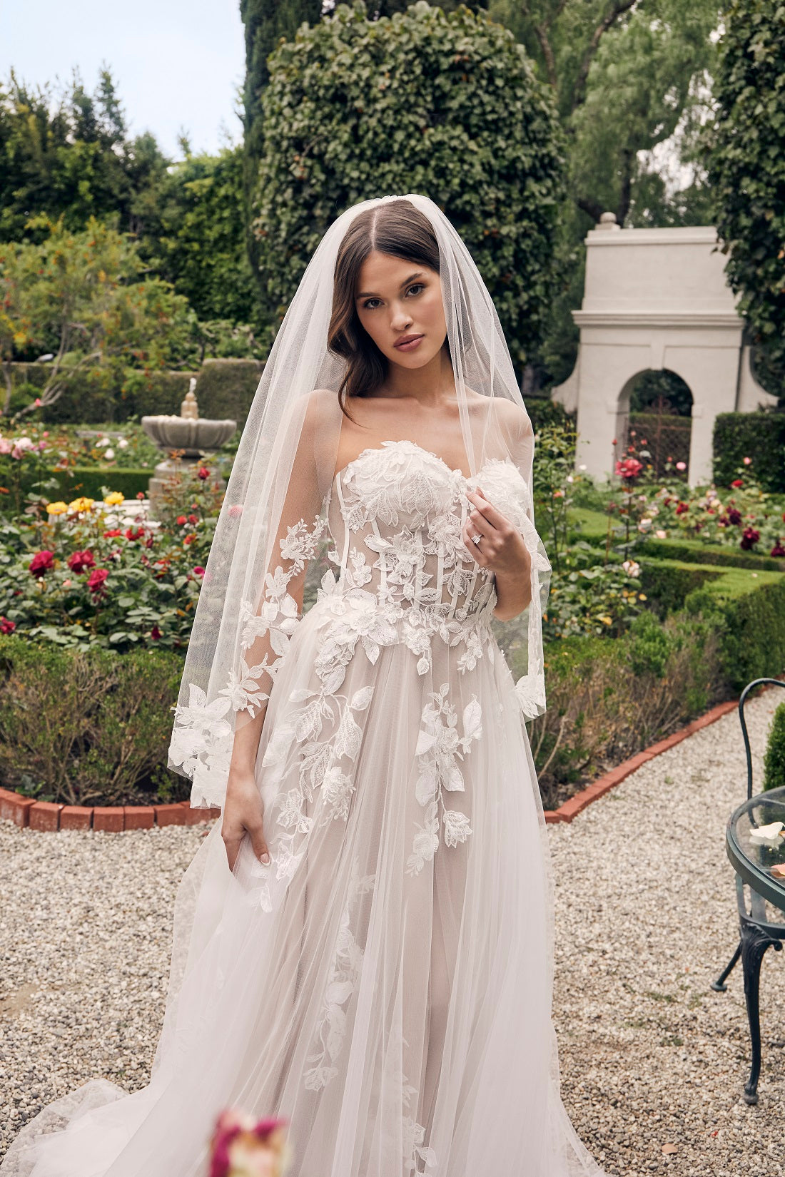 Casablanca Bridal 2537 Adalaide A-Line Sheer Floral Corset Strapless Sweetheart Neckline Wedding Gown