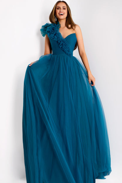 The Jovani 25919 is a stunning prom dress designed for the formal collection, ideal for making a memorable entrance at your special event. This beautiful gown is crafted from delicate tulle, a fabric known for its ethereal and graceful quality, which adds a touch of whimsy to your overall look. In terms of style, the dress combines an A-line silhouette with the drama of a ballgown, creating a timeless and captivating look. It's a fusion of classic elegance and striking beauty.

Sizes available:&nbsp;00-24

