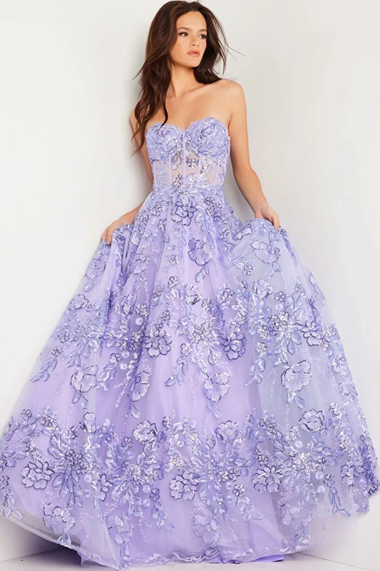 The Jovani 26223 is a breathtaking prom dress designed for the formal collection, perfect for making a stunning and memorable entrance at your special event. Crafted from delicate tulle, this gown exudes an ethereal and graceful quality, adding a touch of whimsy to your overall look.  In terms of style, the dress follows an A-line silhouette, offering a universally flattering and timeless appearance that complements various body types.