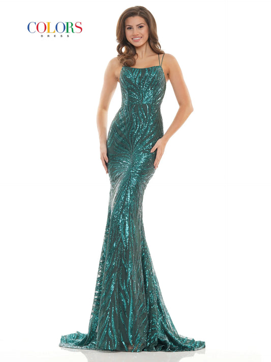 This stunning Colors Dress 2743 showcases a fitted mermaid silhouette with a flattering scoop neck and intricate sequin detailing. The long prom dress is perfect for formal events and pageants, offering a glamorous look that will make you stand out. Made with high-quality fabric, it guarantees both style and comfort for any occasion.