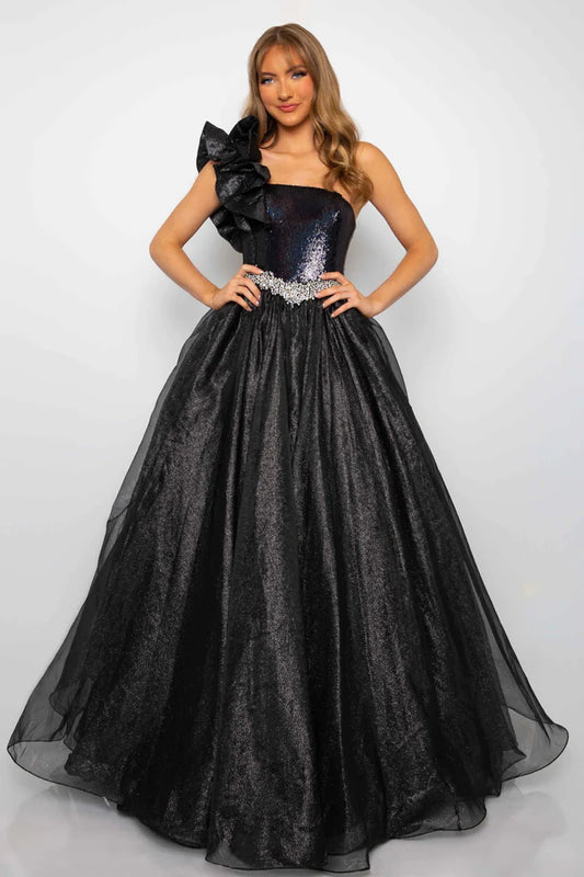 Elevate your formal wear with the Ava Presley 28283 Long Prom Dress. This A-Line Ballgown features a beautiful bow detail and crystal belt line, adding a touch of elegance to any occasion. With its flattering silhouette, you'll feel confident and stylish as you make an entrance. Perfect for proms, pageants, and other formal events.
