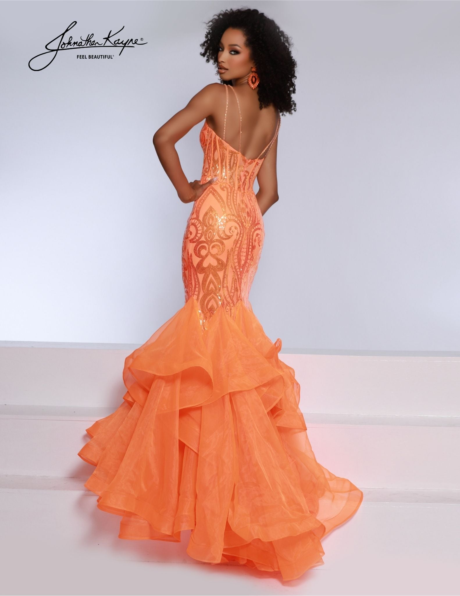 orange fishtail dress Unique Orange Sequin One-sleeve Mermaid Tailor Made Prom Dress