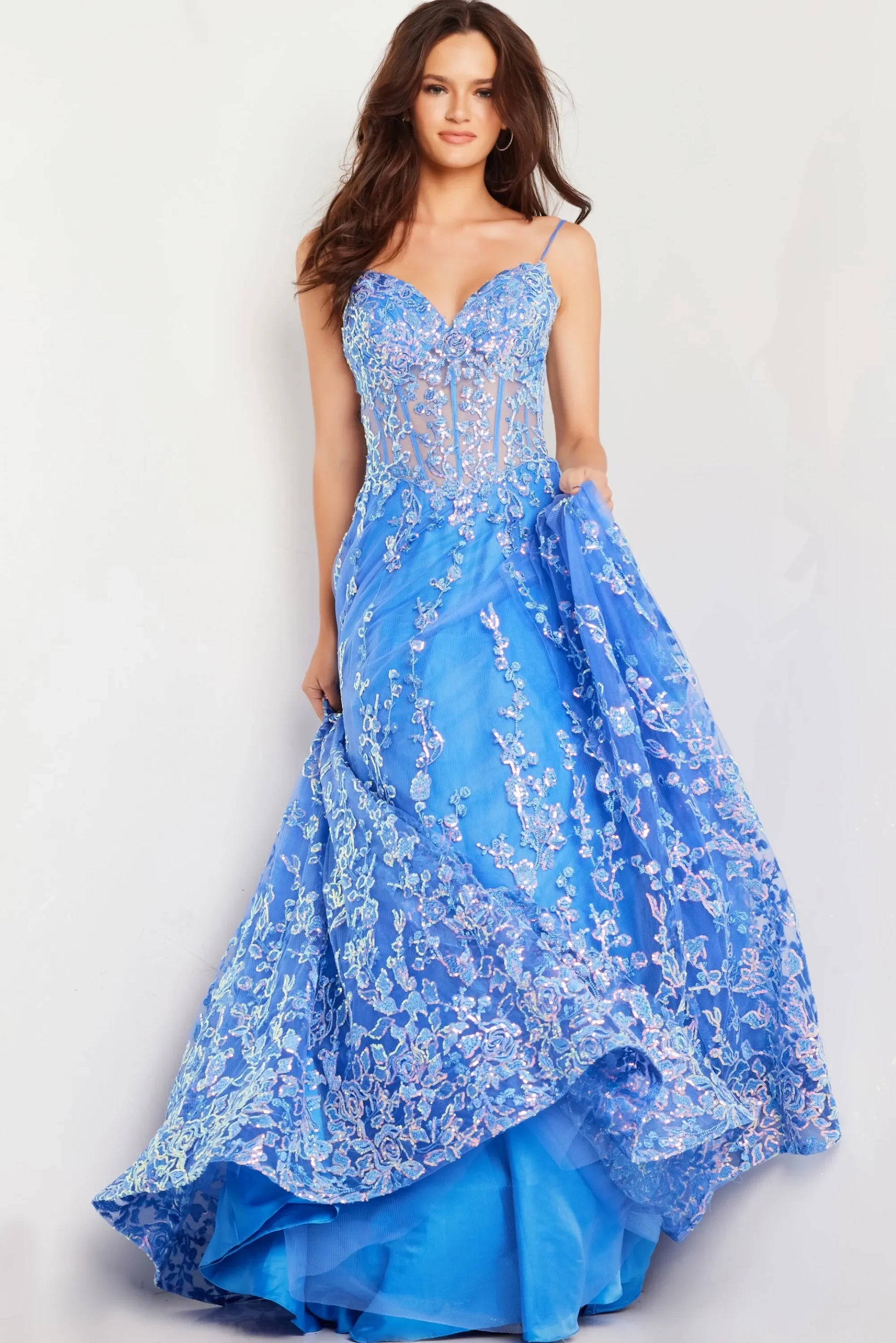 sheer turquoise dress Bandeau Bodysuit Detail Maxi Dress In Turquoise Blue Sheer Lace | EGO US