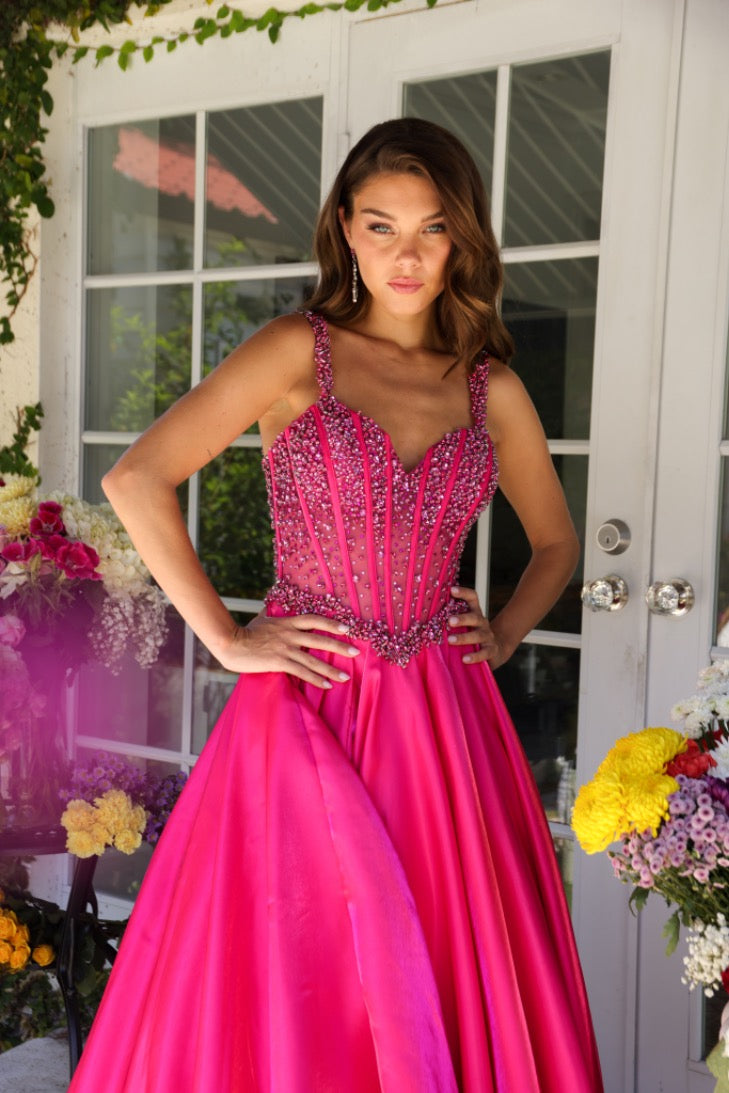 Ava Presley 29521 Size 4 Hot Pink Pageant Dress