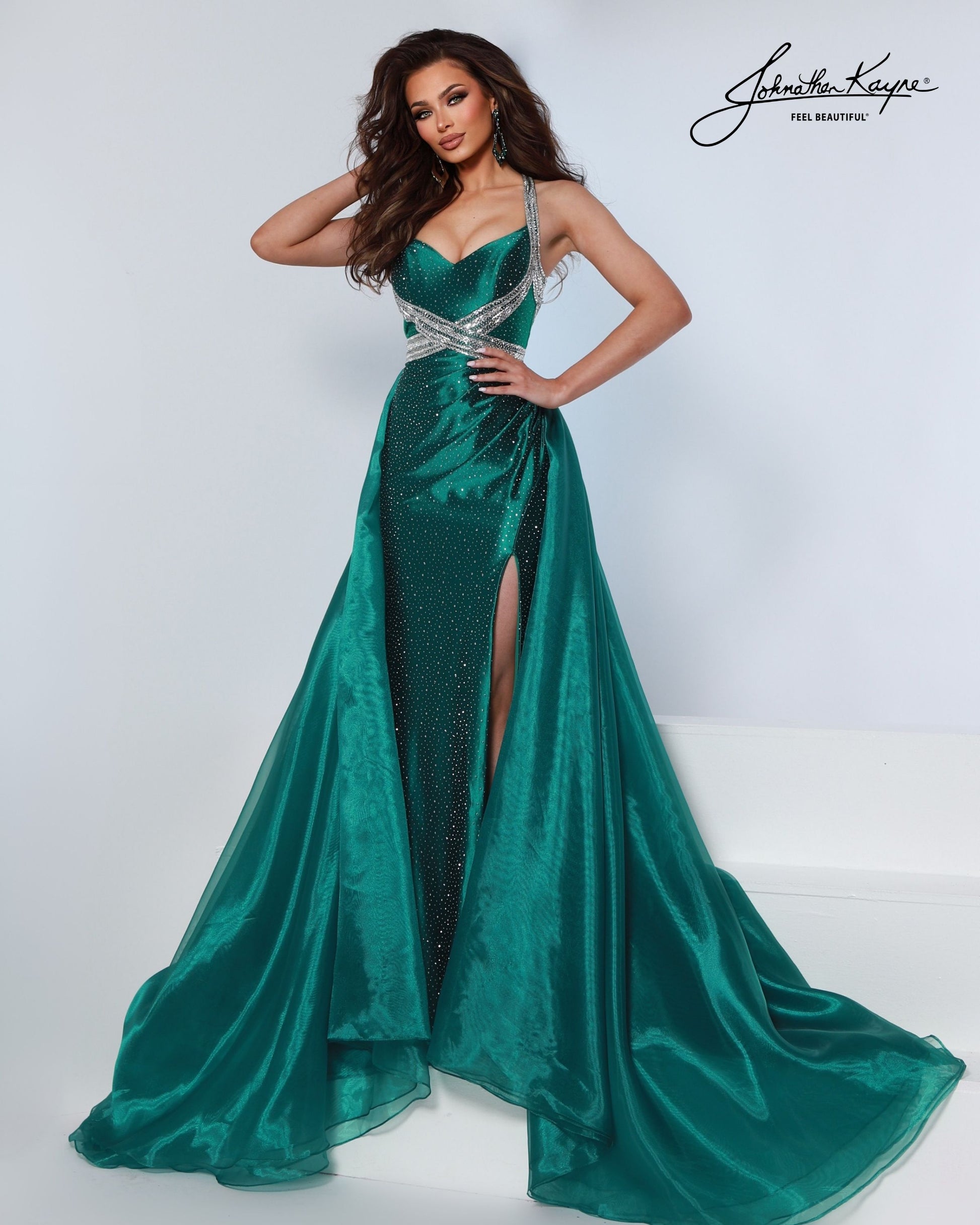 white christmas dresses Johnathan Kayne 3245 Stretch Knit Prom Dress Light Nude / 16 main image 0