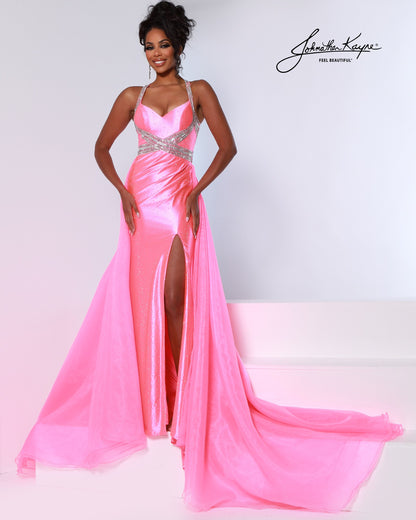 Johnathan Kayne 3206 Flowy Pageant Evening Dress Hot Coral / 8