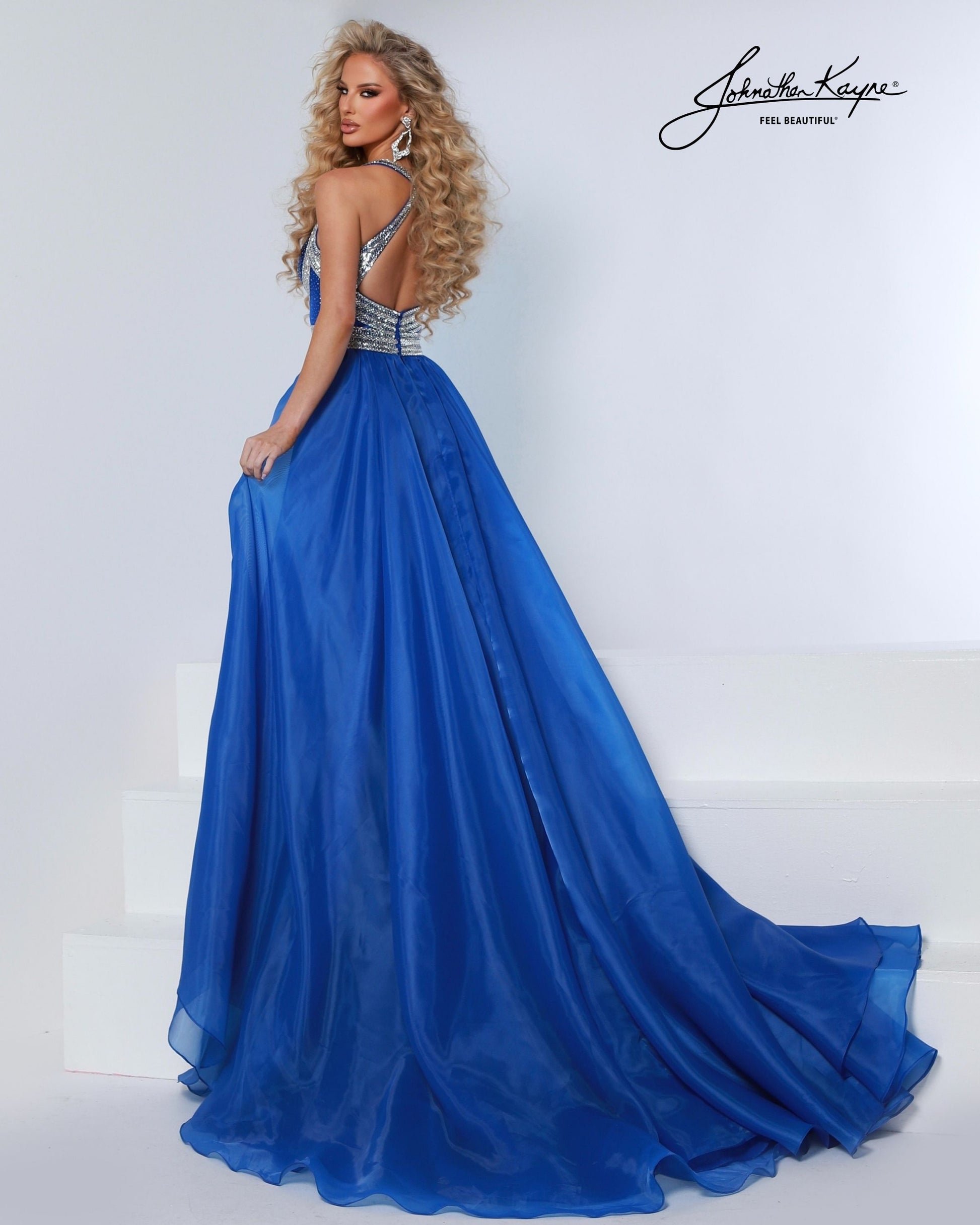Johnathan Kayne 3206 Flowy Pageant Evening Dress Hot Coral / 8