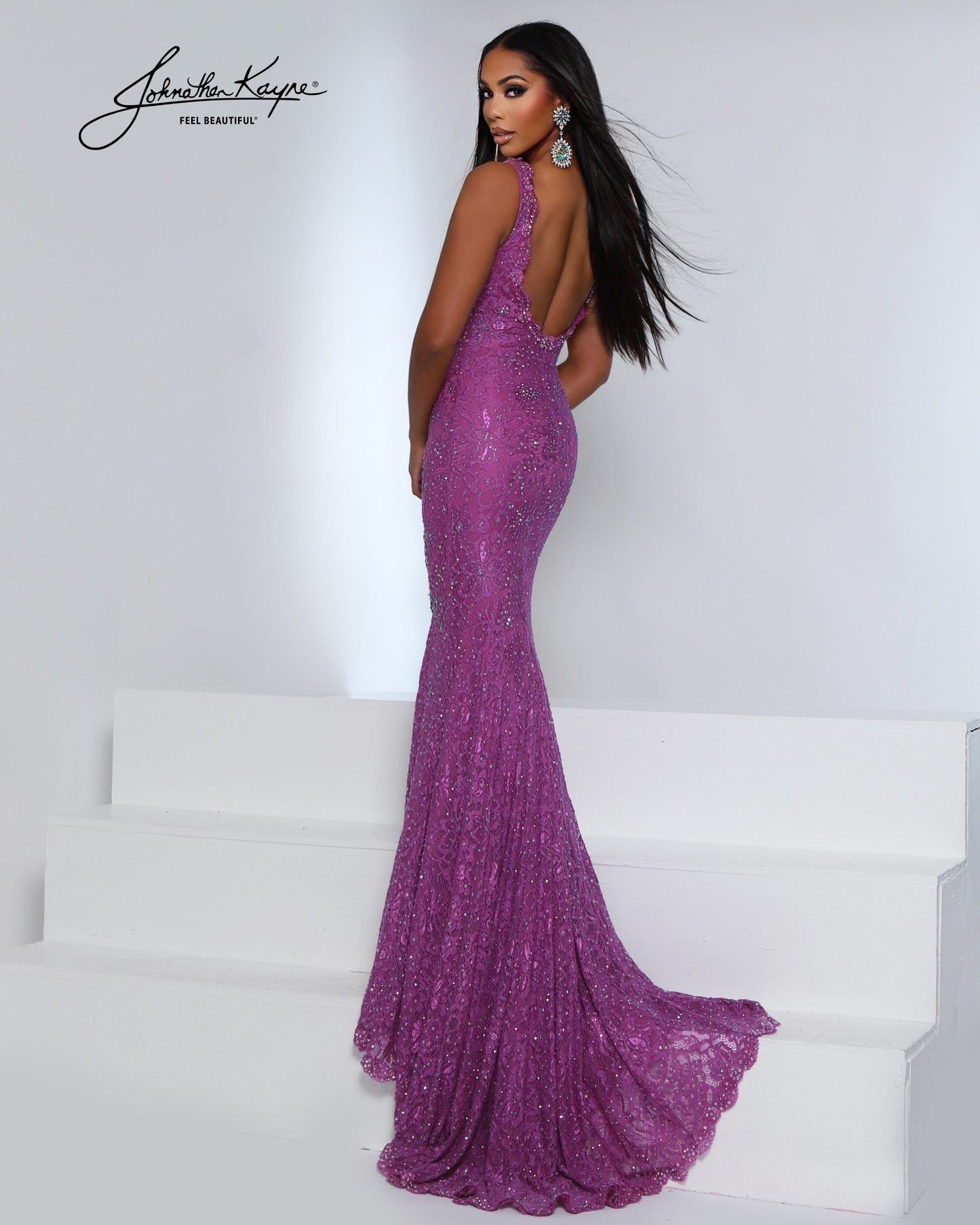 Designer: Johnathan Kayne — Style 3209
Designed in stretch knit fabrics, Johnathan Kayne style 3209 is a body-conscious long prom dress that offers both comfort and style. The stretchy construction allows the dress to move with you, making it a great option for pageant, prom, or any event where a fitted gown with flexibility is desired.

Sizes: 000, 00, 0, 2, 4, 6, 8, 10, 12, 14, 16, 18
Colors: Black, Purple