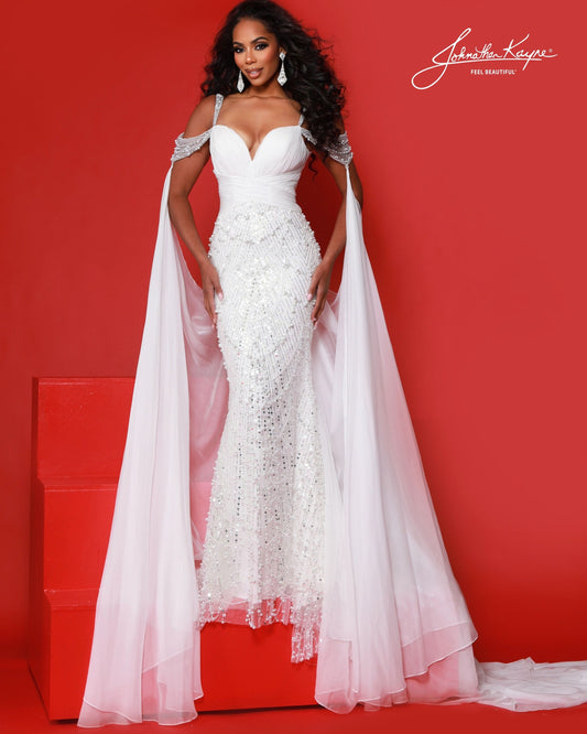Designer: Johnathan Kayne — Style 3211
Style 3211 is a flowy Johnathan Kayne long prom dress crafted from lightweight special occasion fabrics for beautiful movement. The skirt glides effortlessly with every step, creating an elegant pageant dress silhouette that photographs beautifully and stands out on stage or on the dance floor.

Sizes: 000, 00, 0, 2, 4, 6, 8, 10, 12, 14, 16
Colors: Ice Blue, White
