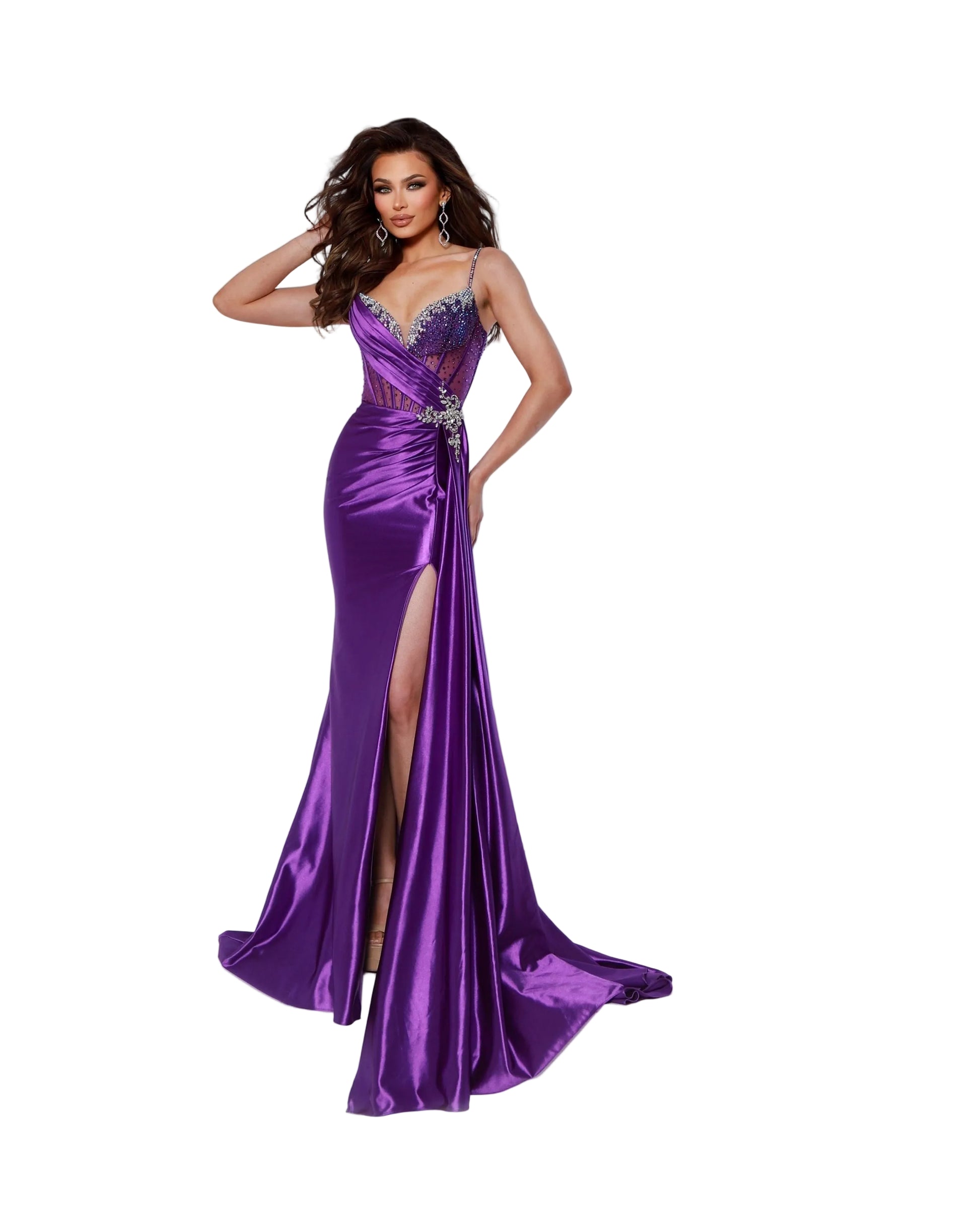 Designer: Johnathan Kayne — Style 3215
Designed in stretch knit fabrics, Johnathan Kayne style 3215 is a body-conscious long prom dress that offers both comfort and style. The stretchy construction allows the dress to move with you, making it a great option for pageant, prom, or any event where a fitted gown with flexibility is desired.

Sizes: 000, 00, 0, 2, 4, 6, 8, 10, 12, 14, 16
Colors: Hot Coral, Purple, Royal