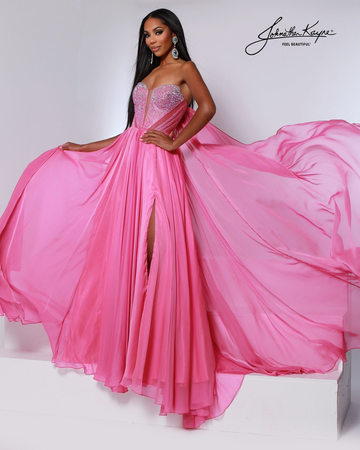 Designer: Johnathan Kayne — Style 3221
Style 3221 is a flowy Johnathan Kayne long prom dress crafted from lightweight special occasion fabrics for beautiful movement. The skirt glides effortlessly with every step, creating an elegant pageant dress silhouette that photographs beautifully and stands out on stage or on the dance floor.

Sizes: 000, 00, 0, 2, 4, 6, 8, 10, 12, 14, 16
Colors: Canary, Light Sapphire, Light Rose