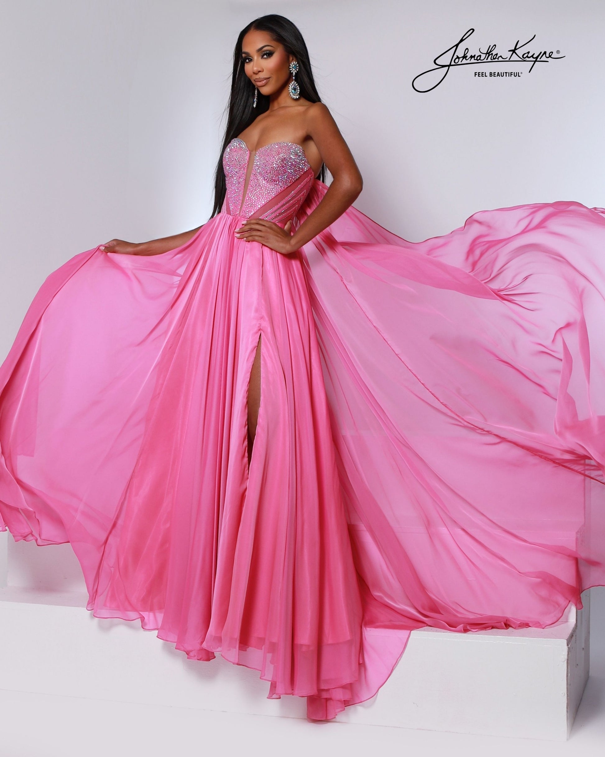 Designer: Johnathan Kayne — Style 3221
Style 3221 is a flowy Johnathan Kayne long prom dress crafted from lightweight special occasion fabrics for beautiful movement. The skirt glides effortlessly with every step, creating an elegant pageant dress silhouette that photographs beautifully and stands out on stage or on the dance floor.

Sizes: 000, 00, 0, 2, 4, 6, 8, 10, 12, 14, 16
Colors: Canary, Light Sapphire, Light Rose