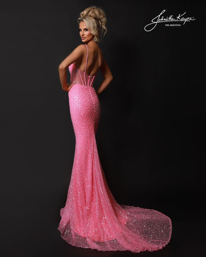 Designer: Johnathan Kayne — Style 3235
Sparkling and eye-catching, Johnathan Kayne style 3235 is a beaded and sequin long prom dress made to catch every light in the room. This fitted pageant dress offers a glamorous, red-carpet feel that is perfect for prom, pageant, and formal events where she wants a show-stopping gown.

Sizes: 000, 00, 0, 2, 4, 6, 8, 10, 12, 14, 16
Colors: Barbie Pink, Dark Nude, Ice Blue
