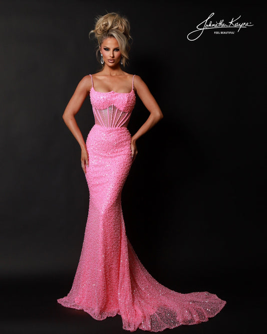 Designer: Johnathan Kayne — Style 3235
Sparkling and eye-catching, Johnathan Kayne style 3235 is a beaded and sequin long prom dress made to catch every light in the room. This fitted pageant dress offers a glamorous, red-carpet feel that is perfect for prom, pageant, and formal events where she wants a show-stopping gown.

Sizes: 000, 00, 0, 2, 4, 6, 8, 10, 12, 14, 16
Colors: Barbie Pink, Dark Nude, Ice Blue