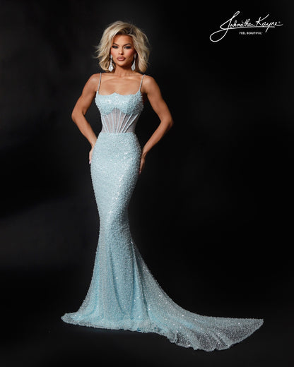 Designer: Johnathan Kayne — Style 3235
Sparkling and eye-catching, Johnathan Kayne style 3235 is a beaded and sequin long prom dress made to catch every light in the room. This fitted pageant dress offers a glamorous, red-carpet feel that is perfect for prom, pageant, and formal events where she wants a show-stopping gown.

Sizes: 000, 00, 0, 2, 4, 6, 8, 10, 12, 14, 16
Colors: Barbie Pink, Dark Nude, Ice Blue