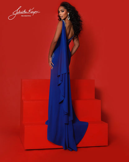 Designer: Johnathan Kayne — Style 3250
Johnathan Kayne style 3250 is a sleek long prom dress in a smooth, structured fabric that highlights the natural shape of the body. The clean lines and refined details make this gown a versatile choice for prom, pageant, and evening occasions that call for a polished, modern gown.

Sizes: 000, 00, 0, 2, 4, 6, 8, 10, 12, 14, 16
Colors: Royal, White