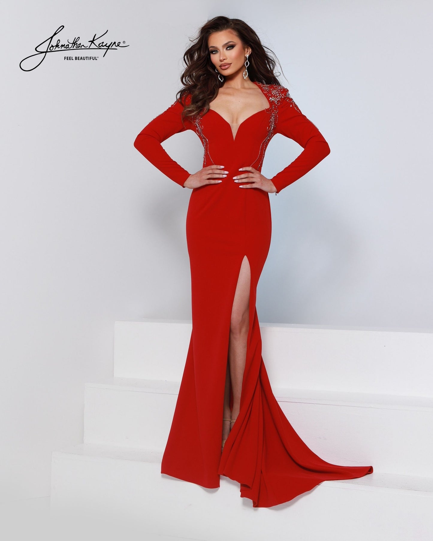 Designer: Johnathan Kayne — Style 3254
Style 3254 is a flowy Johnathan Kayne long prom dress crafted from lightweight special occasion fabrics for beautiful movement. The skirt glides effortlessly with every step, creating an elegant pageant dress silhouette that photographs beautifully and stands out on stage or on the dance floor.

Sizes: 000, 00, 0, 2, 4, 6, 8, 10, 12, 14, 16
Colors: Red, Royal, White