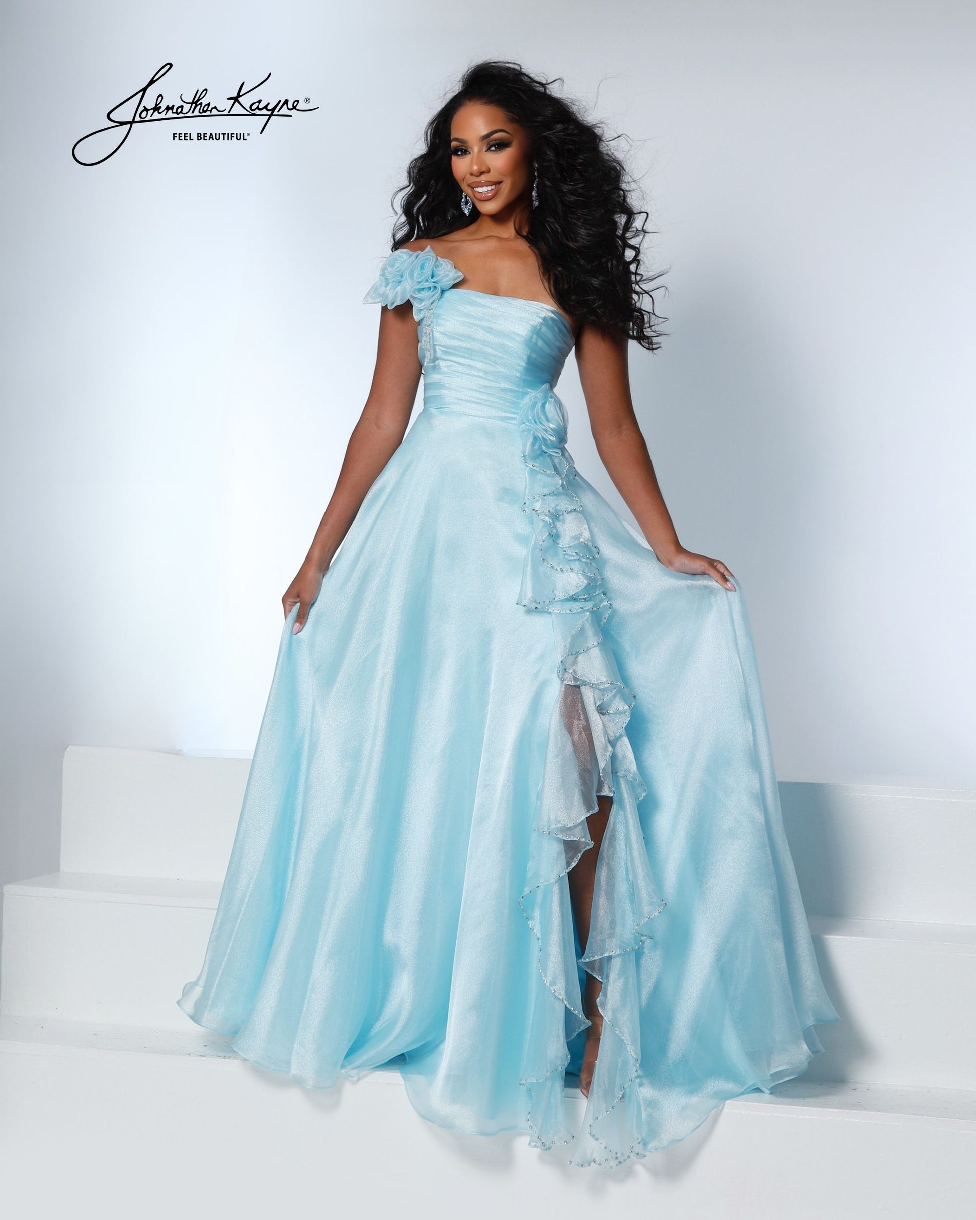 Johnathan Kayne 3267 Flowy Pageant Evening Dress Ice Blue / 2 Johnathan Kayne 3267 Flowy Pageant Evening Dress Ice Blue / 2