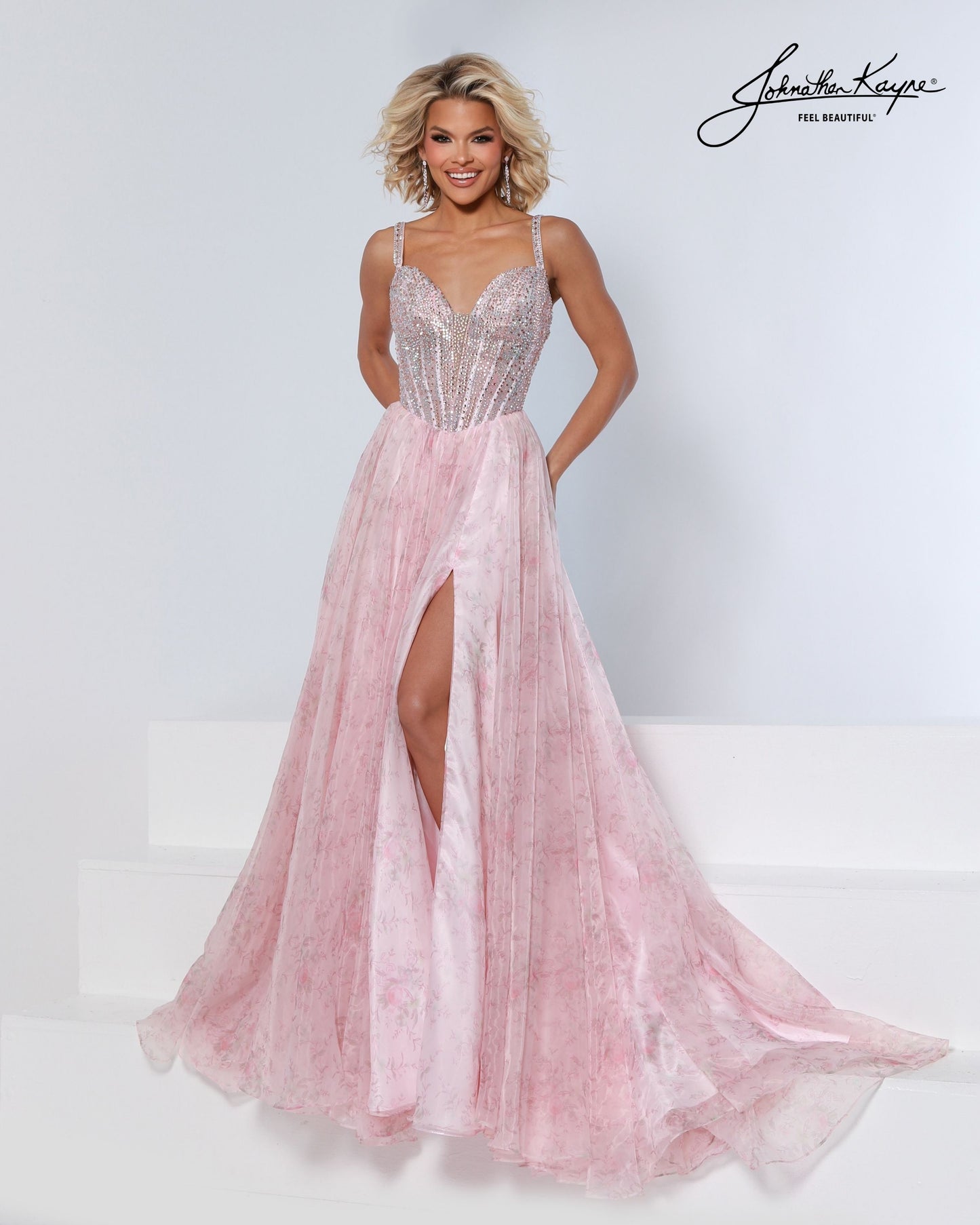 Designer: Johnathan Kayne — Style 3269
Style 3269 is a flowy Johnathan Kayne long prom dress crafted from lightweight special occasion fabrics for beautiful movement. The skirt glides effortlessly with every step, creating an elegant pageant dress silhouette that photographs beautifully and stands out on stage or on the dance floor.

Sizes: 000, 00, 0, 2, 4, 6, 8, 10, 12, 14, 16
Colors: Blush, Sky Blue