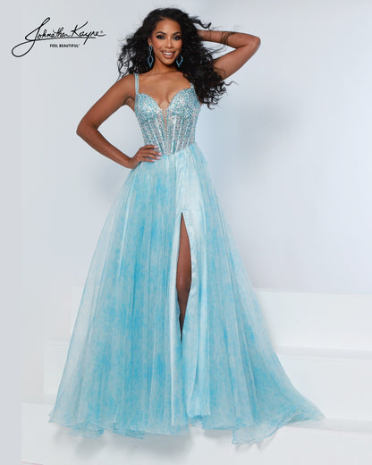 Designer: Johnathan Kayne — Style 3269
Style 3269 is a flowy Johnathan Kayne long prom dress crafted from lightweight special occasion fabrics for beautiful movement. The skirt glides effortlessly with every step, creating an elegant pageant dress silhouette that photographs beautifully and stands out on stage or on the dance floor.

Sizes: 000, 00, 0, 2, 4, 6, 8, 10, 12, 14, 16
Colors: Blush, Sky Blue