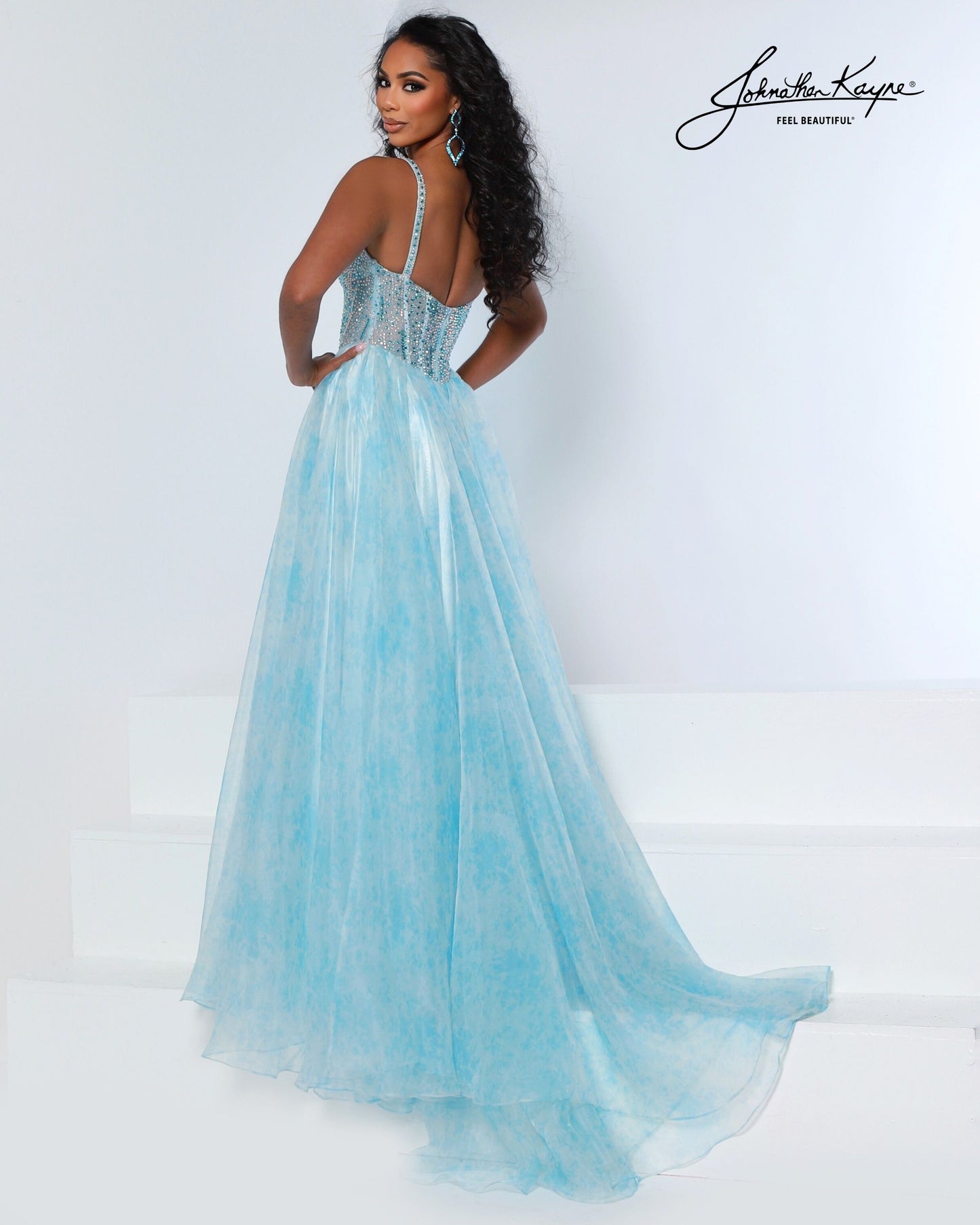 Designer: Johnathan Kayne — Style 3269
Style 3269 is a flowy Johnathan Kayne long prom dress crafted from lightweight special occasion fabrics for beautiful movement. The skirt glides effortlessly with every step, creating an elegant pageant dress silhouette that photographs beautifully and stands out on stage or on the dance floor.

Sizes: 000, 00, 0, 2, 4, 6, 8, 10, 12, 14, 16
Colors: Blush, Sky Blue