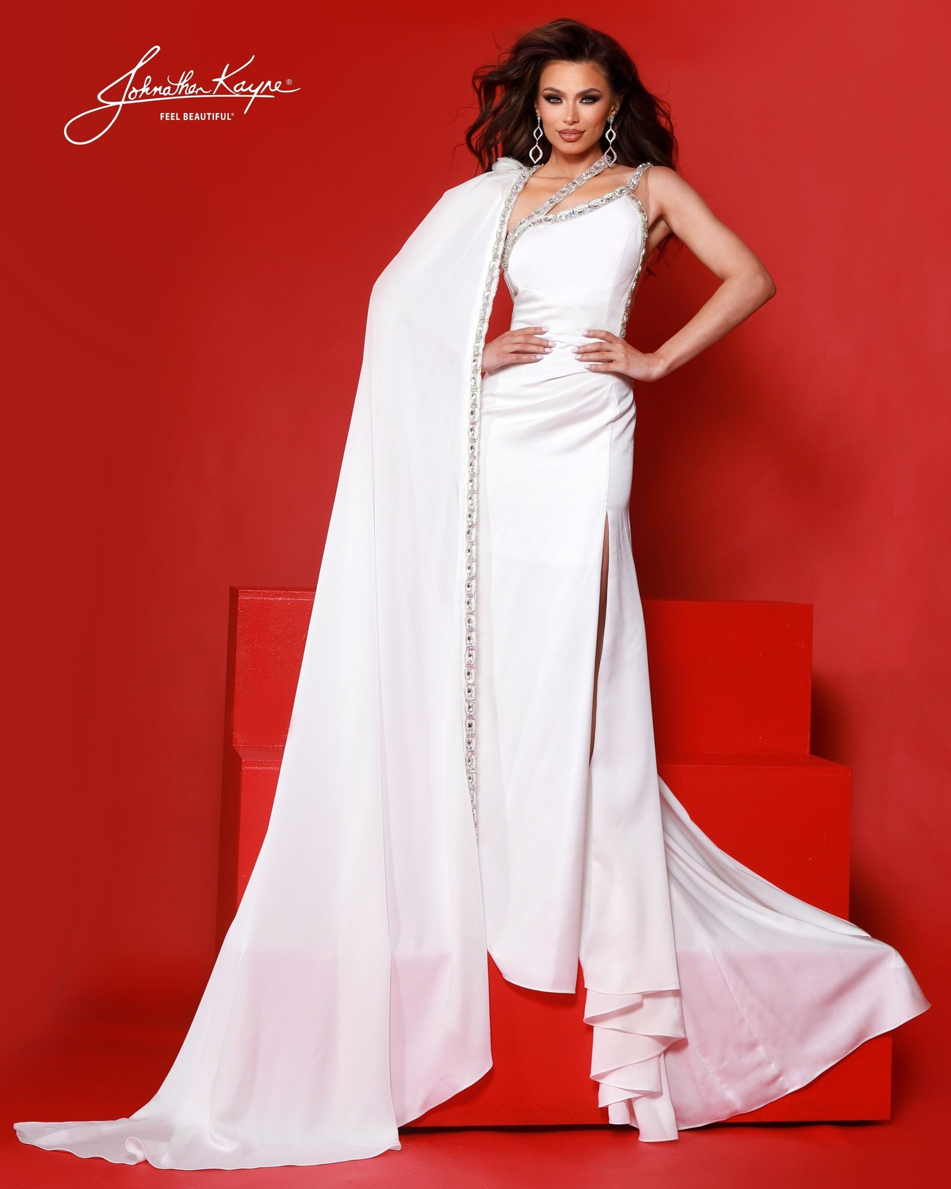 Johnathan Kayne 3286 Fitted Jersey Prom Dress Black / 000