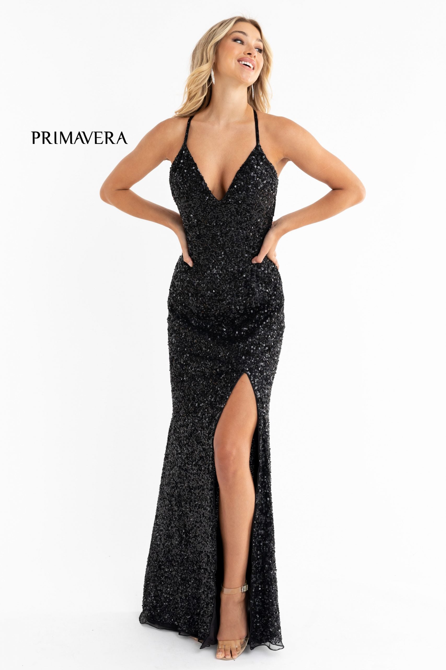 Primavera Couture 3291 Long Fitted Backless Sequin Prom Dress Formal E Glass Slipper Formals Primavera Couture 3291 Long Fitted Backless Sequin Prom Dress Formal E Glass Slipper Formals