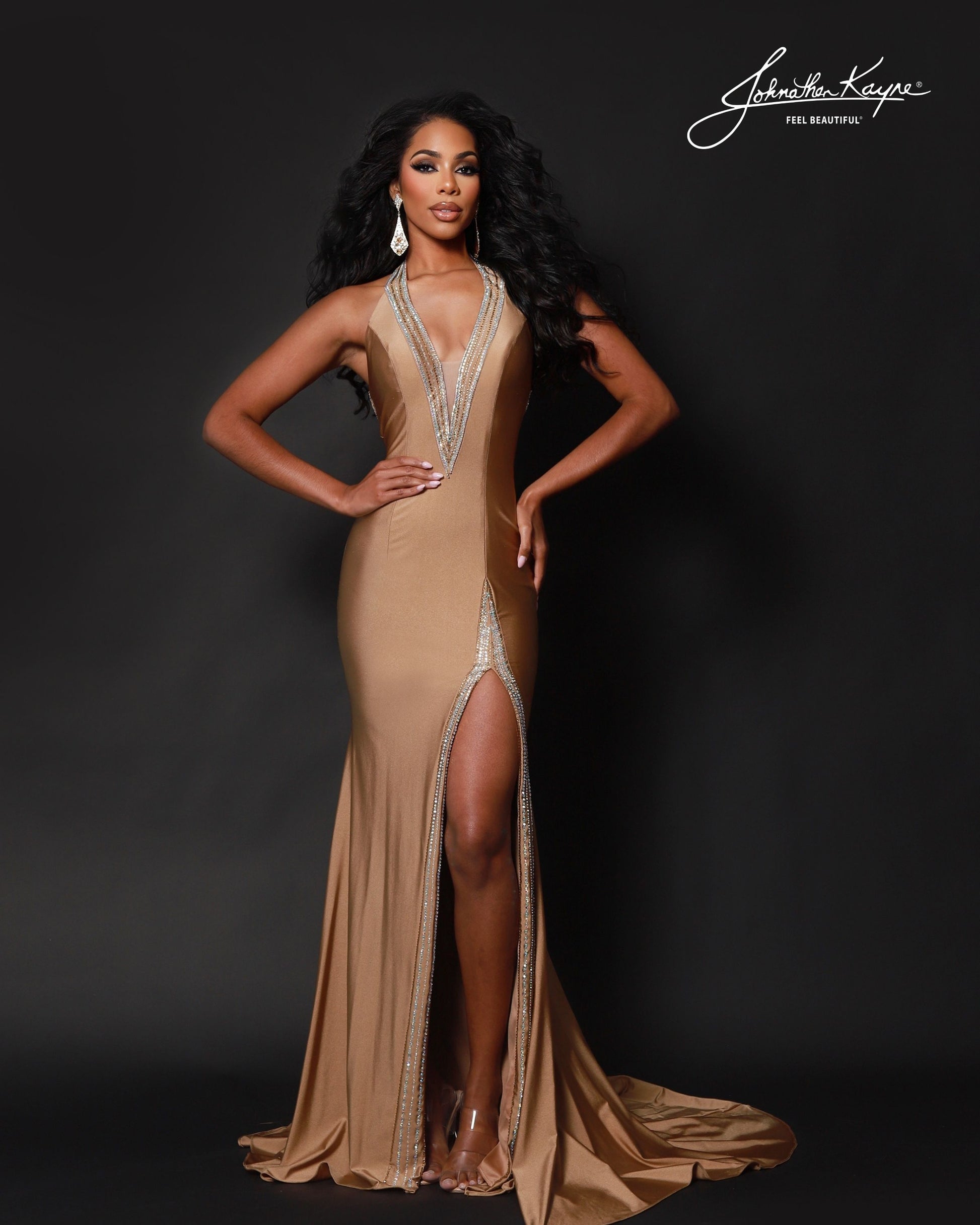 caramel prom dress Caramel Color Tulle Strapless Prom Dress