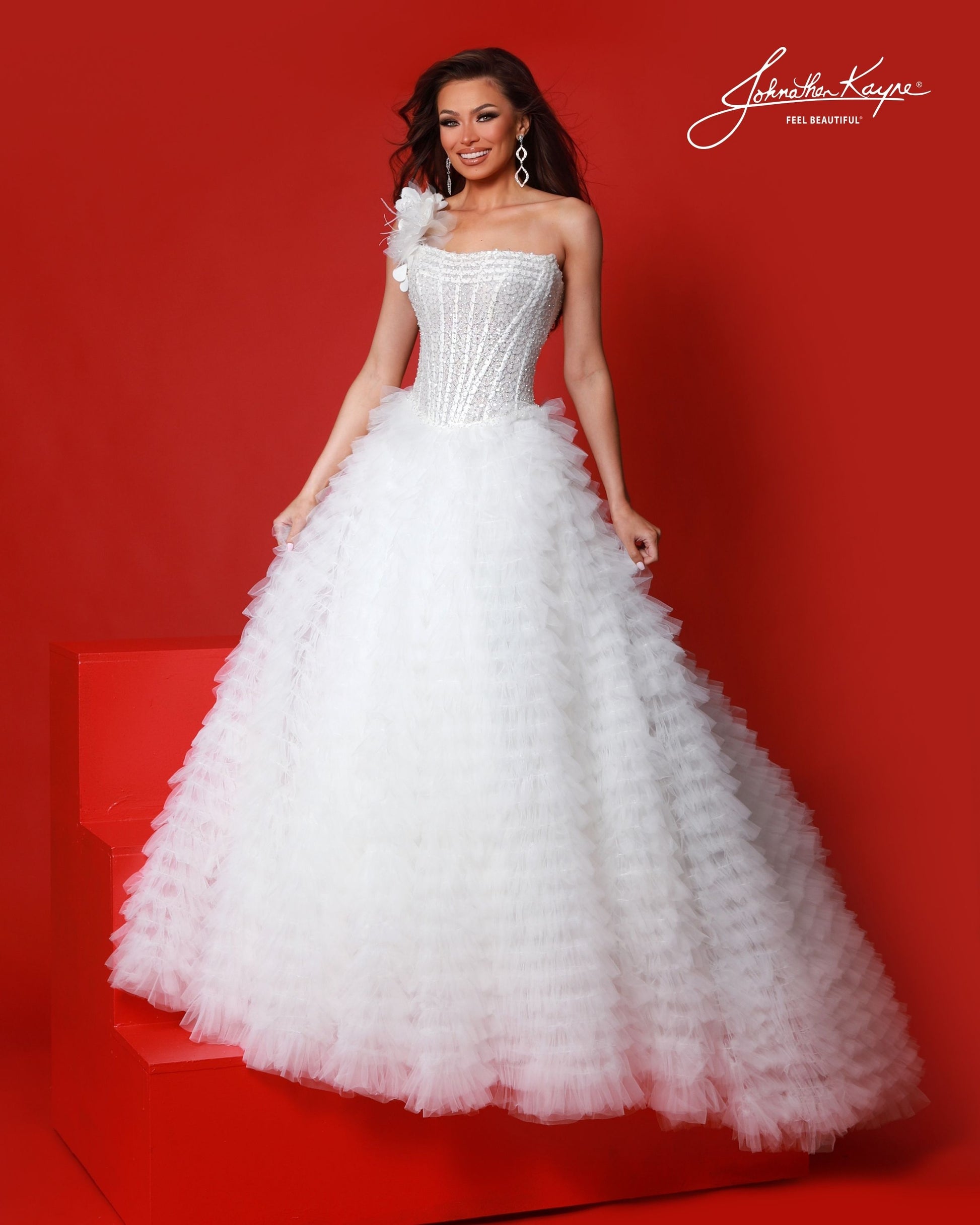 flowy pageant dresses Long Lace Prom Dress with Removable Tulle Skirt Light Blue / 2 main image 1