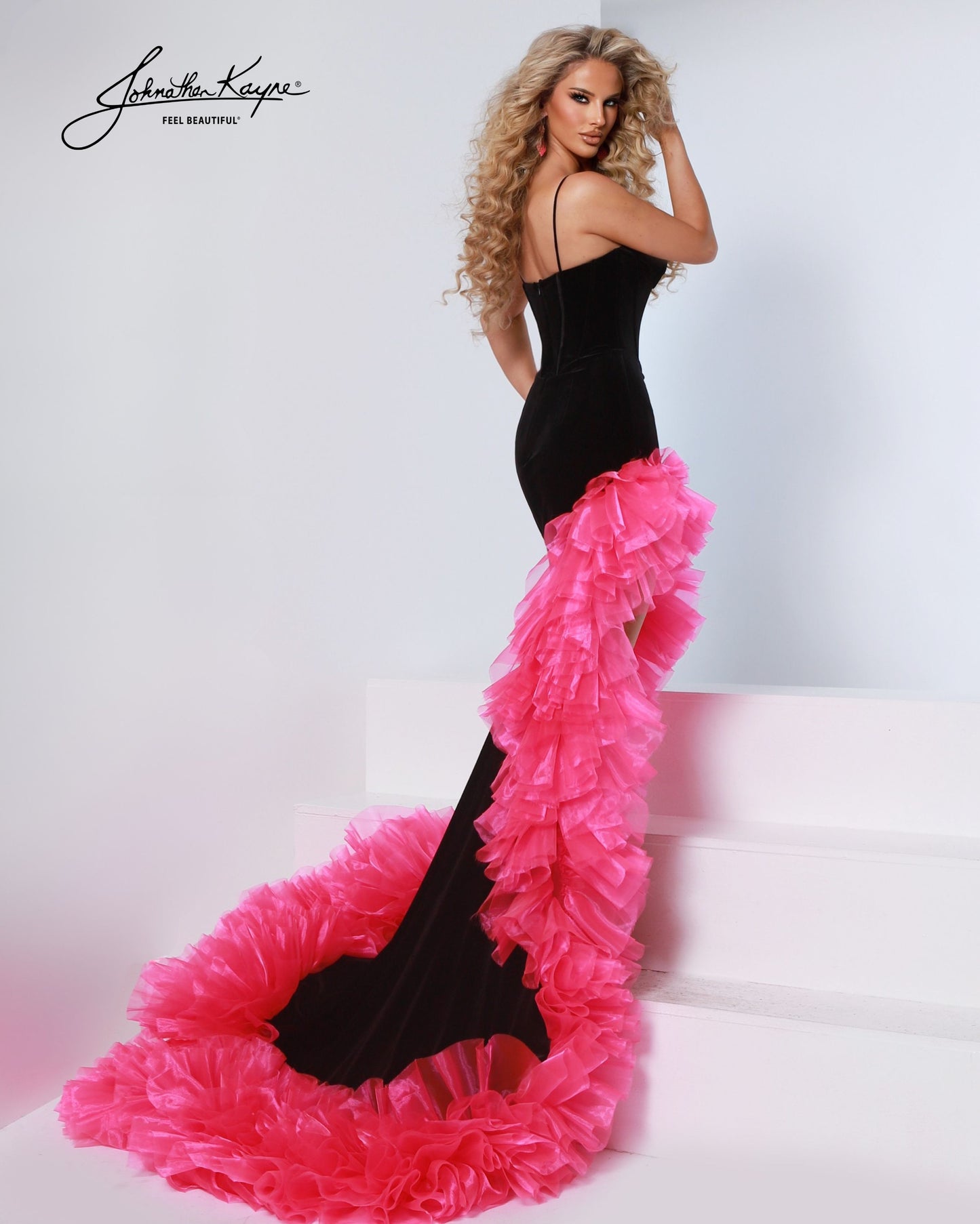 Johnathan Kayne 3304 Stretch Velvet Long Prom Dress