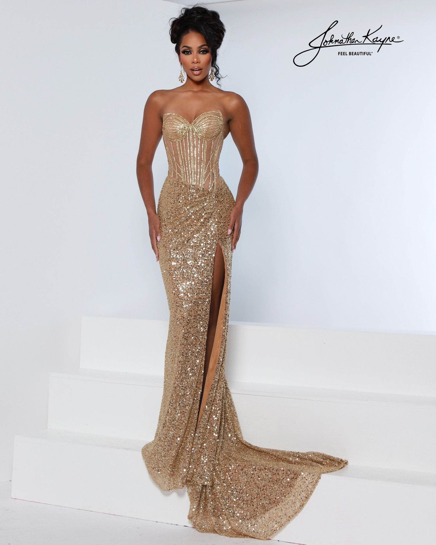 Johnathan Kayne 3306 Beaded Sequin Prom Dress