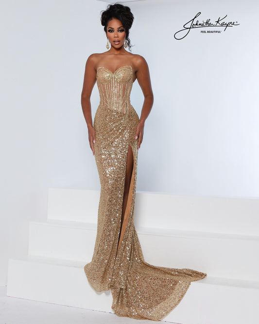 Johnathan Kayne 3306 Beaded Sequin Prom Dress