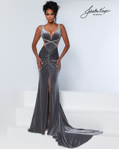 Johnathan Kayne 3311 Stretch Velvet Long Prom Dress