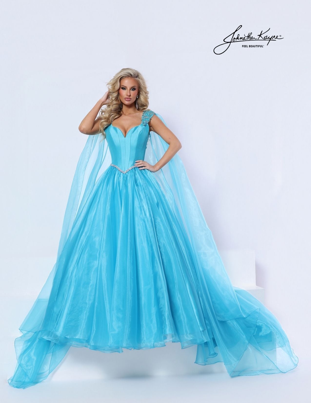 Johnathan Kayne 3341 Pageant Dress Cape Ballgown